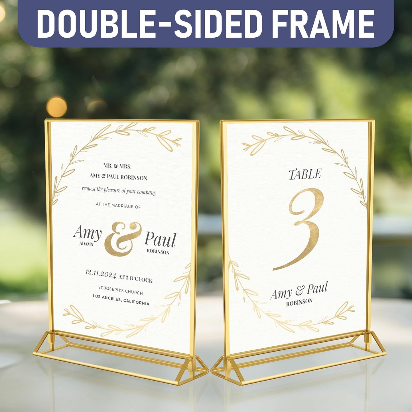 Gold Picture Frames Double-Sided, 6-Pack 5x7 Acrylic Table Number Holders, Clear Easel Stands for Signs, Gold Frames for Wedding Table Numbers, Menu Holders, and Photo Displays for Events and Décor