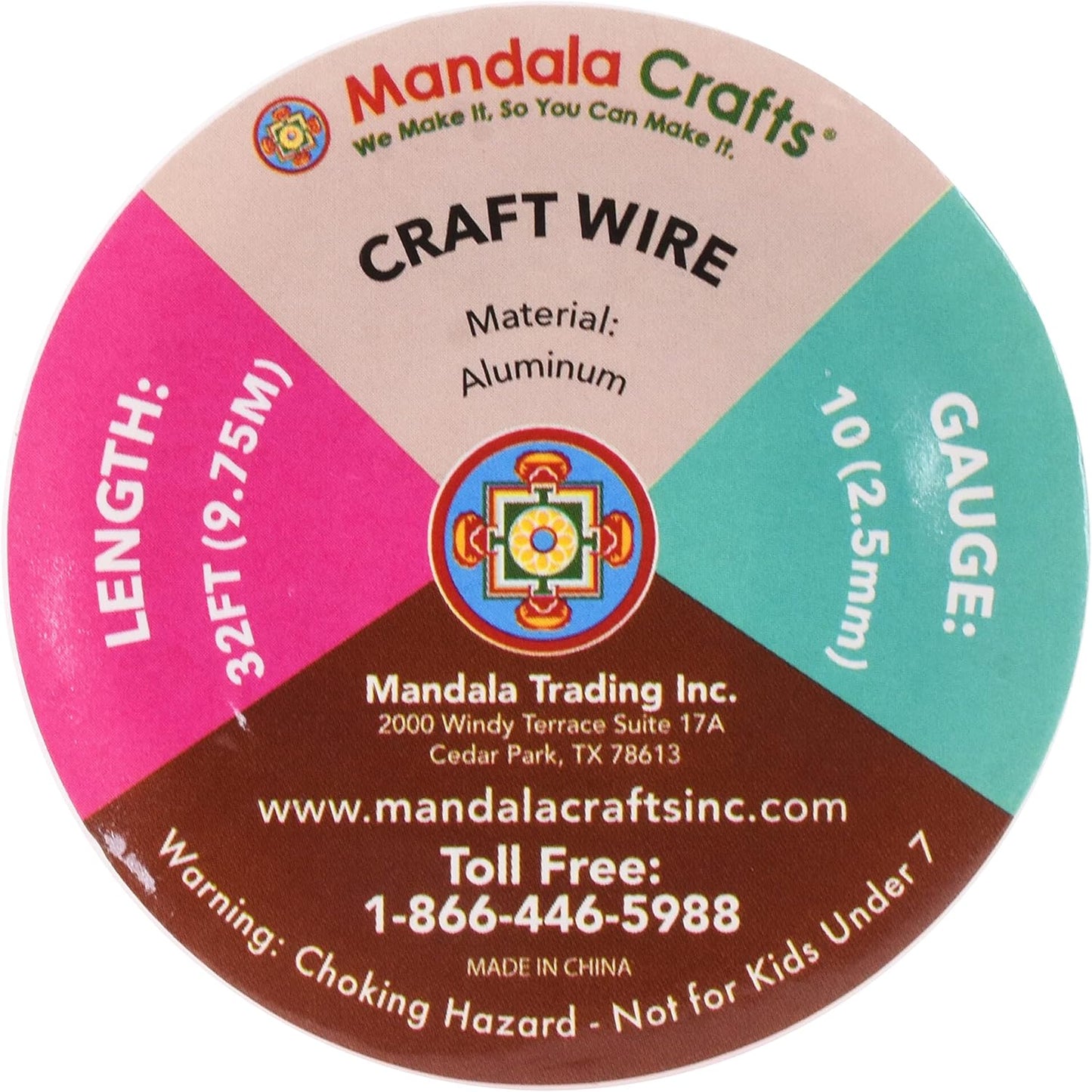 Mandala Crafts 10 Gauge Anodized Aluminum Craft Wire for Jewelry Making - 32 FT Colored Flexible Magenta Wire - Bendable for Bonsai Armature Crafting Sculpting