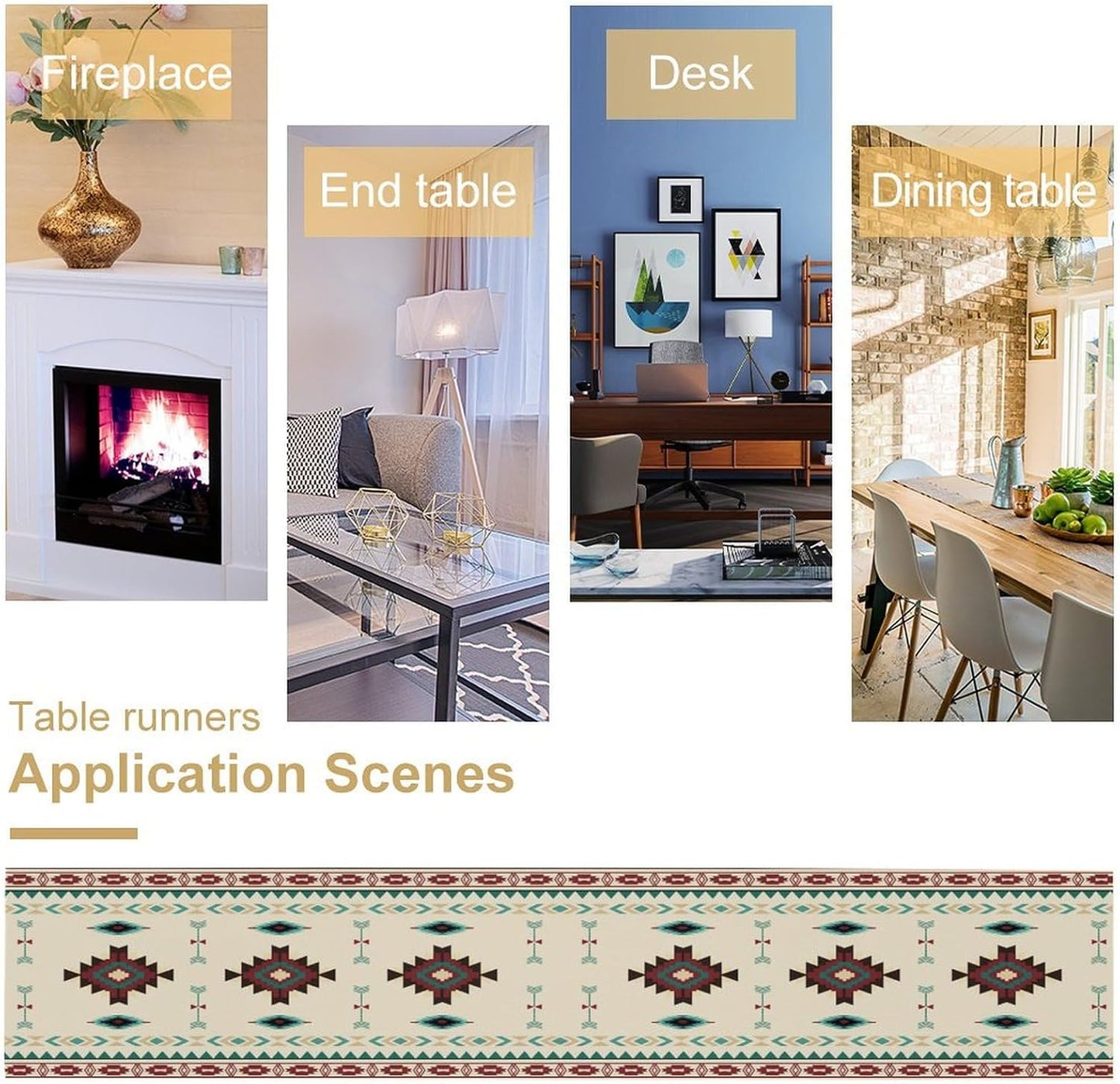 Aztec Table Runner Southwestern Native Vintage Geometric Pattern Table Runner Retro Country Table Dinner Decoration 13x120 Inch