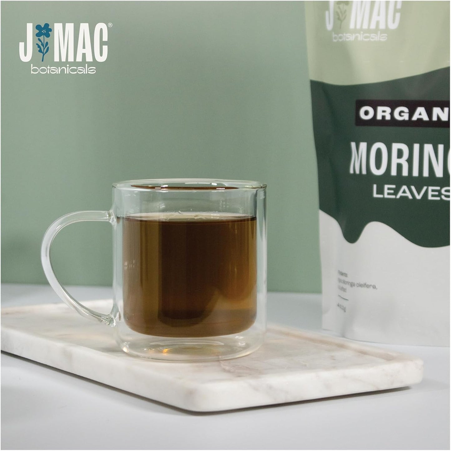 J MAC BOTANICALS Organic Moringa Leaves, malunggay leaf, Whole Green Moringa Oleifera Leaf Tea