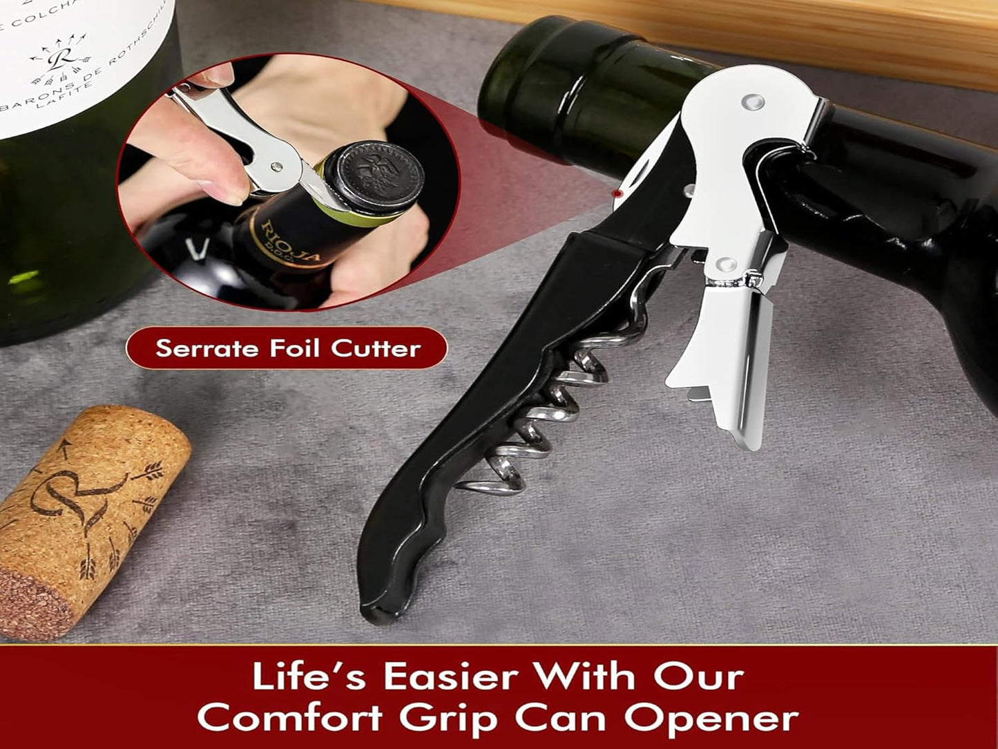 Professional Waiter Corkscrew Wine Openers Set (4 PCS),Upgraded with Heavy Duty Stainless Steel Hinges Wine Key for Restaurant Waiters, Sommelier, Bartenders