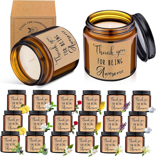 MTLEE 20 Pcs Thank You Gifts Candles 3.5 oz Employee Appreciation Inspirational Scented Soy Wax Candle Thank You Gift Christmas Gifts for Coworker Women Volunteer Teacher(Thank You,Brown)