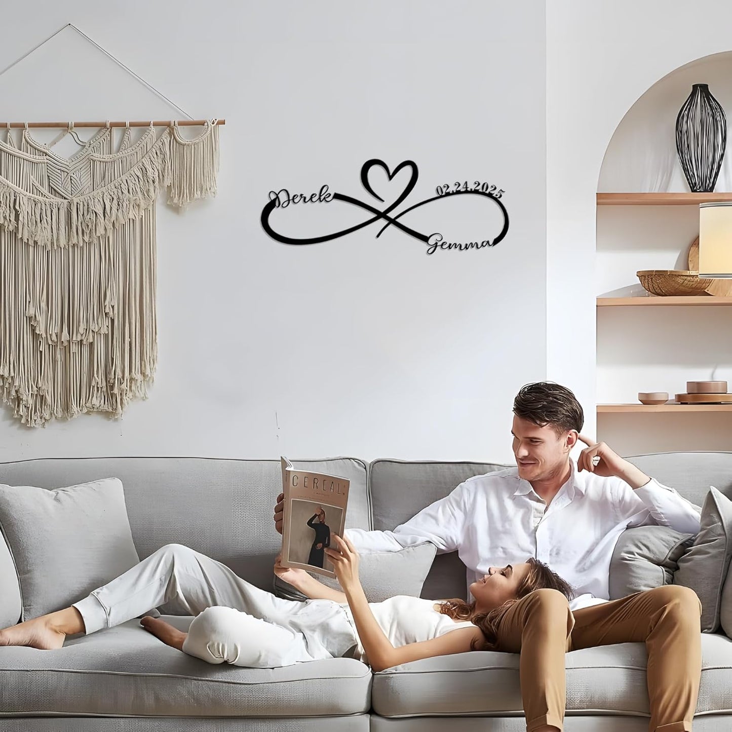 Personalized Valentine's Day Wedding Gifts For Couple Newlyweds, Custom Metal Infinity Signs With Name Date, Metal Name Signs Wall Art, Customized Anniversary Christmas Gifts For Women Men