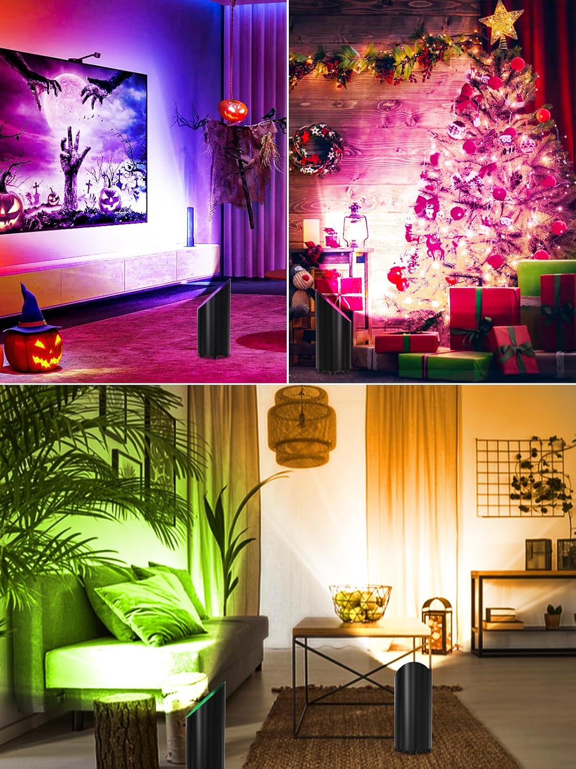 ZUCKEO RGB Spotlight Indoor Uplights 5W Floor Can Light Up Accent Lighting, LED Color Changing Spot Lights for Home Plant Christmas Halloween Decor, GU10 Bulb, 5.25FT Plug in Cord & Switch, 2 Pack