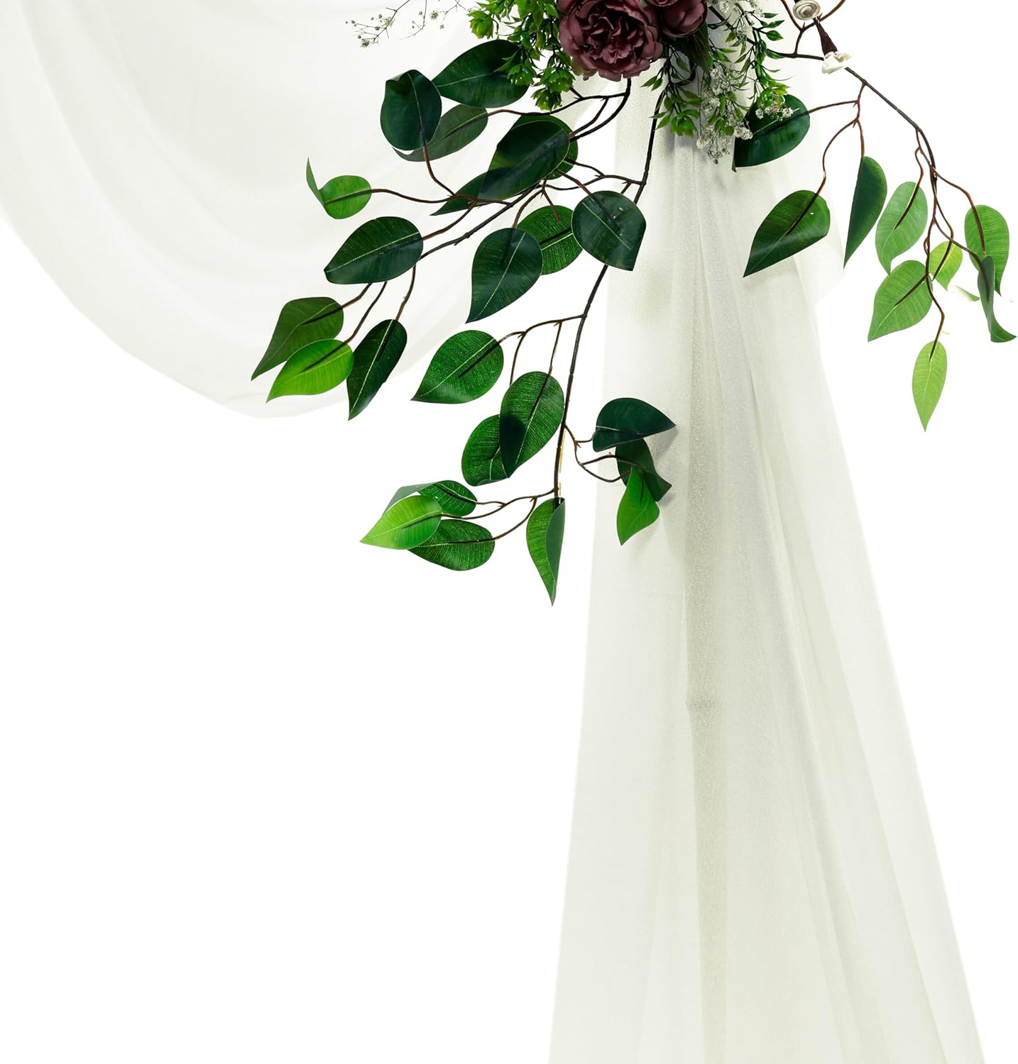 VDS Pack of 1 Panel (30 Inch X 40 Feet) Wedding Arch Draping Fabric Sheer Chiffon Fabric Drapery for Wedding Ceremony Reception Swag Backdrop Canopy Chuppah ARBO Altars Decoration (Ivory)