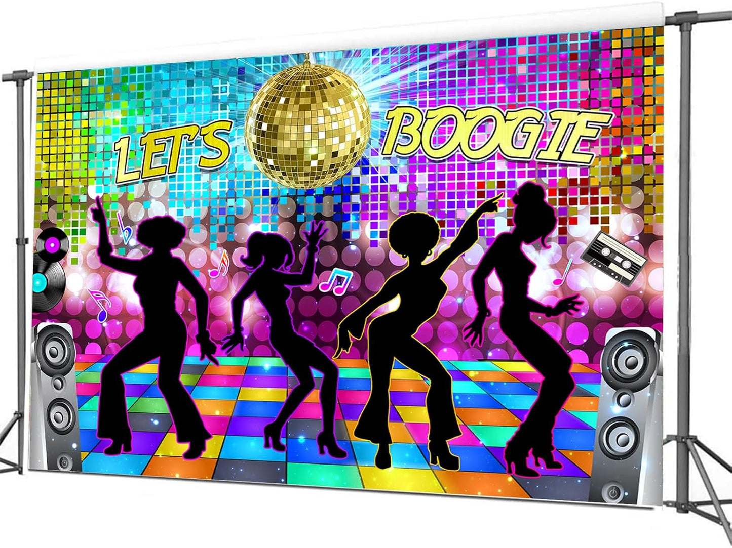Disco Backdrop 7 x 5 ft Retro Glow Party 70s 80s 90s Theme Stage Dance Background Disco Party Decoration Disco Ball Banner Dance Backdrop for Birthday Party Prom Portrait Photo Props Polyester, Multi