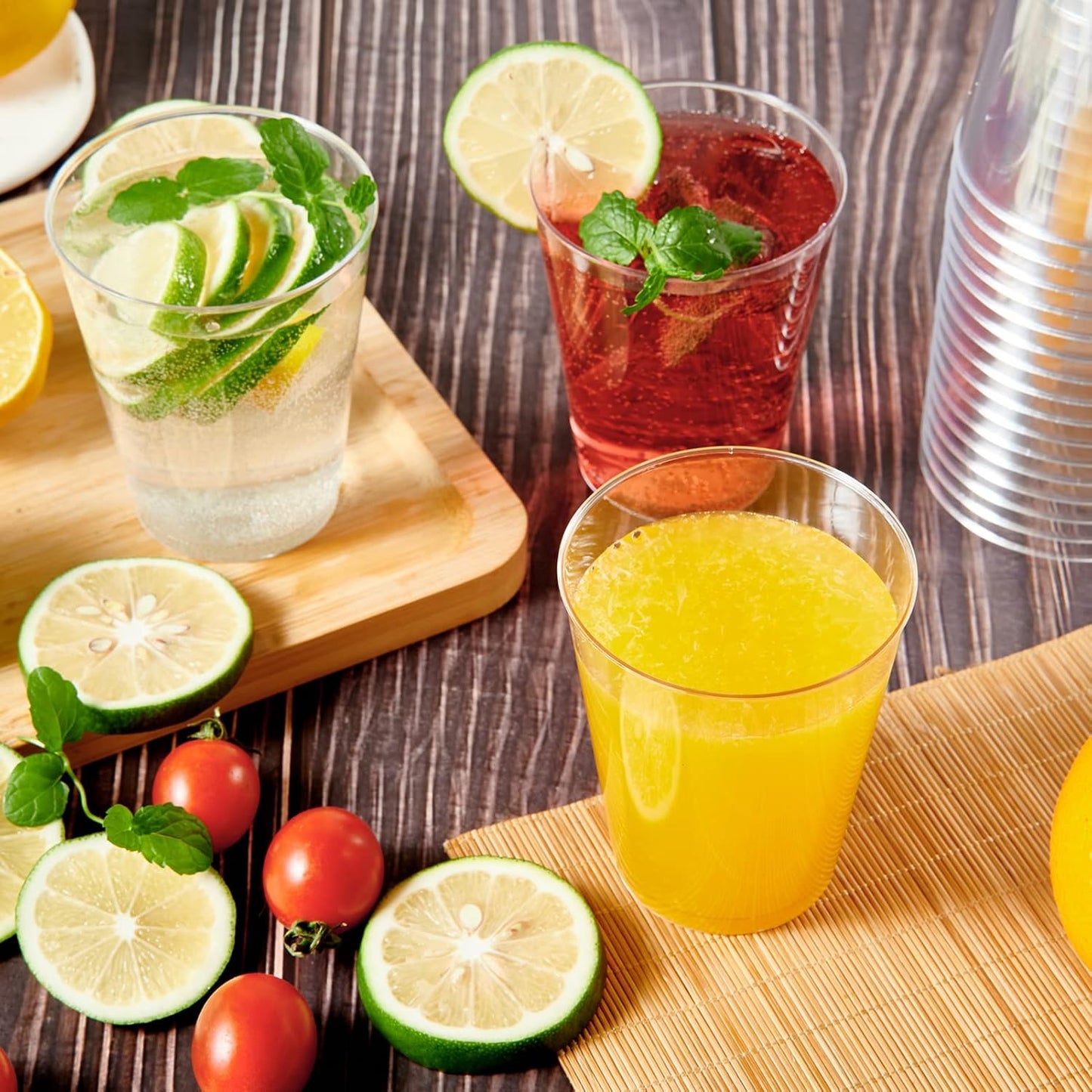 JOLLY CHEF 8 oz Clear Disposable Plastic Cups, Heavy-duty 100 Pack Clear Plastic Cups Tumblers for Wedding, Thanksgiving, Christmas, Halloween Party