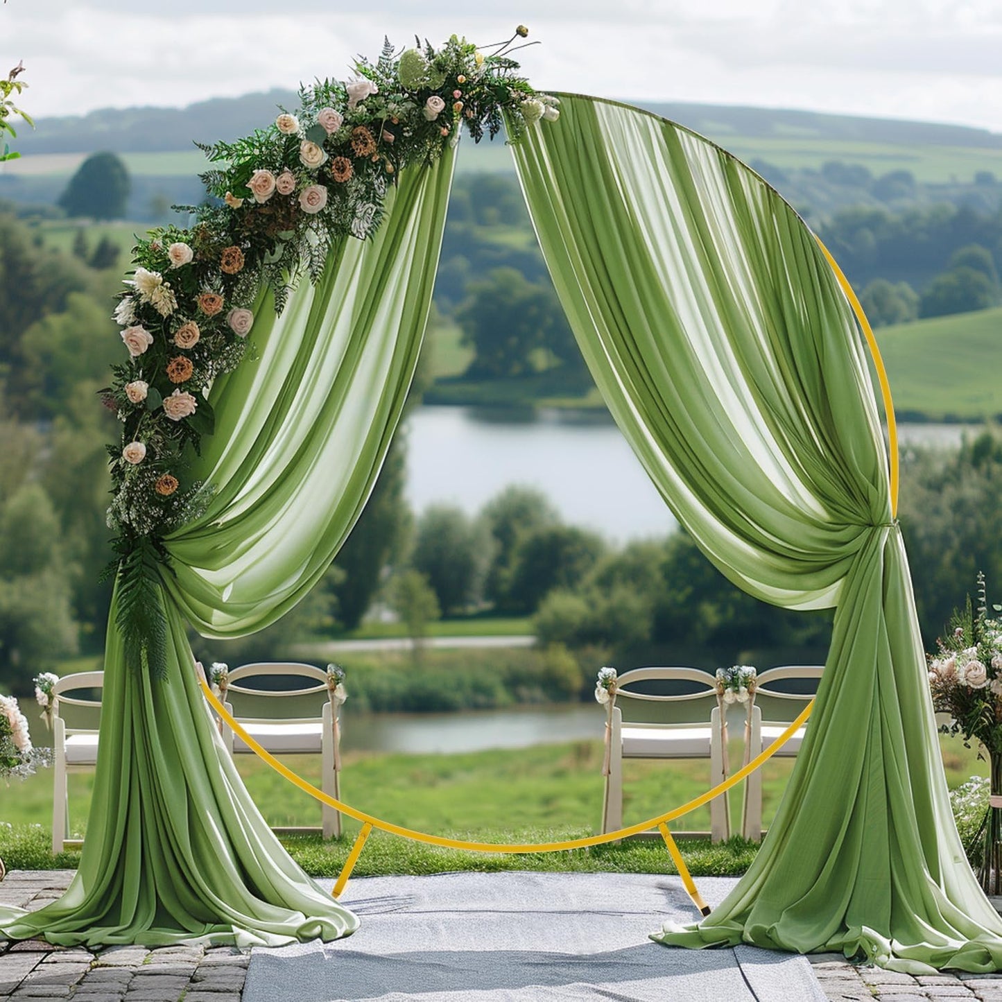 Wokceer Wedding Arch Draping 28.7" x 20FT Sage Green Sheer Fabric Backdrop for Ceremony, Birthday Party, Bridal Shower Decoration