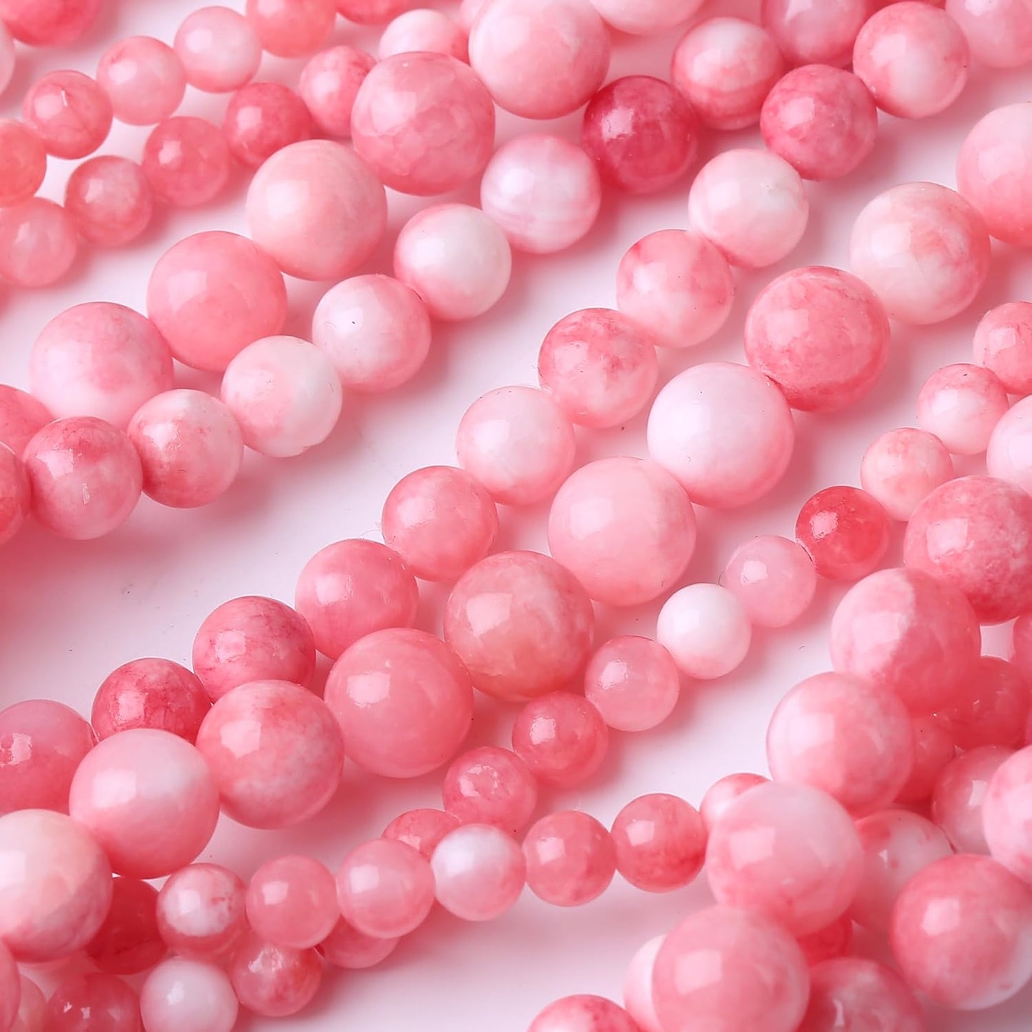 Pink Persian Jade Stone Beads Gemstone Round Crystal Energy Jade Beads Stone Beads for Jewelry Making DIY Bracelet Necklace Jewelry Making 1 Strand 15.5inch 45PCS 8MM