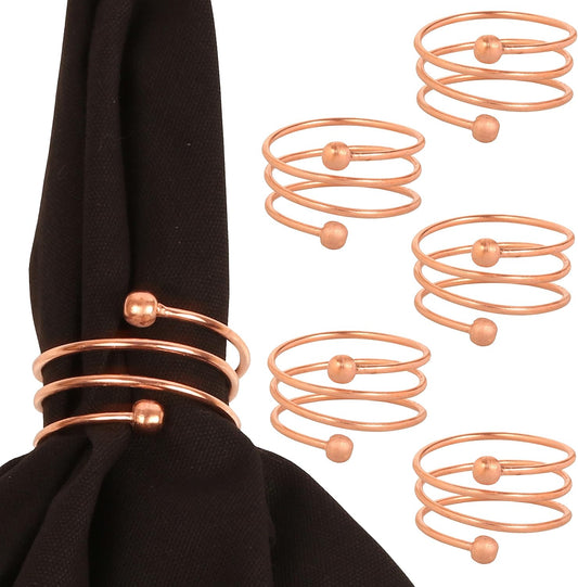 Gorgeous Beautifully Handcrafted Stunning Spiral Large Size Party Dining Table Napkin Holders in Copper Finish (Set of 6)
