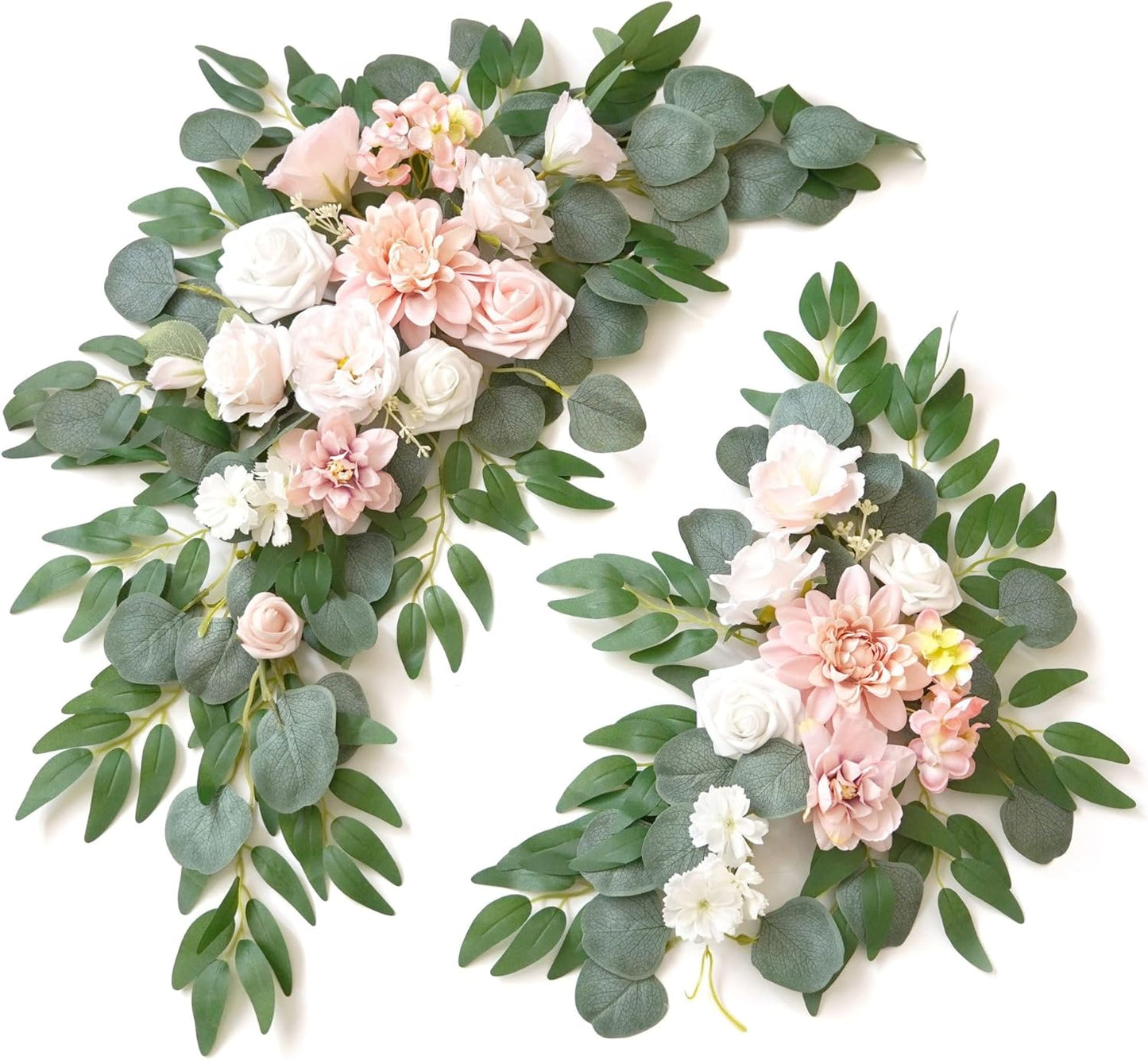 Wedding Sign Faux Flower Swag (Pack of 2) for Ceremony Party Reception Entrance Floral Decor Wall Easel Stand for Wedding Poster Welcome Sign (Pink)