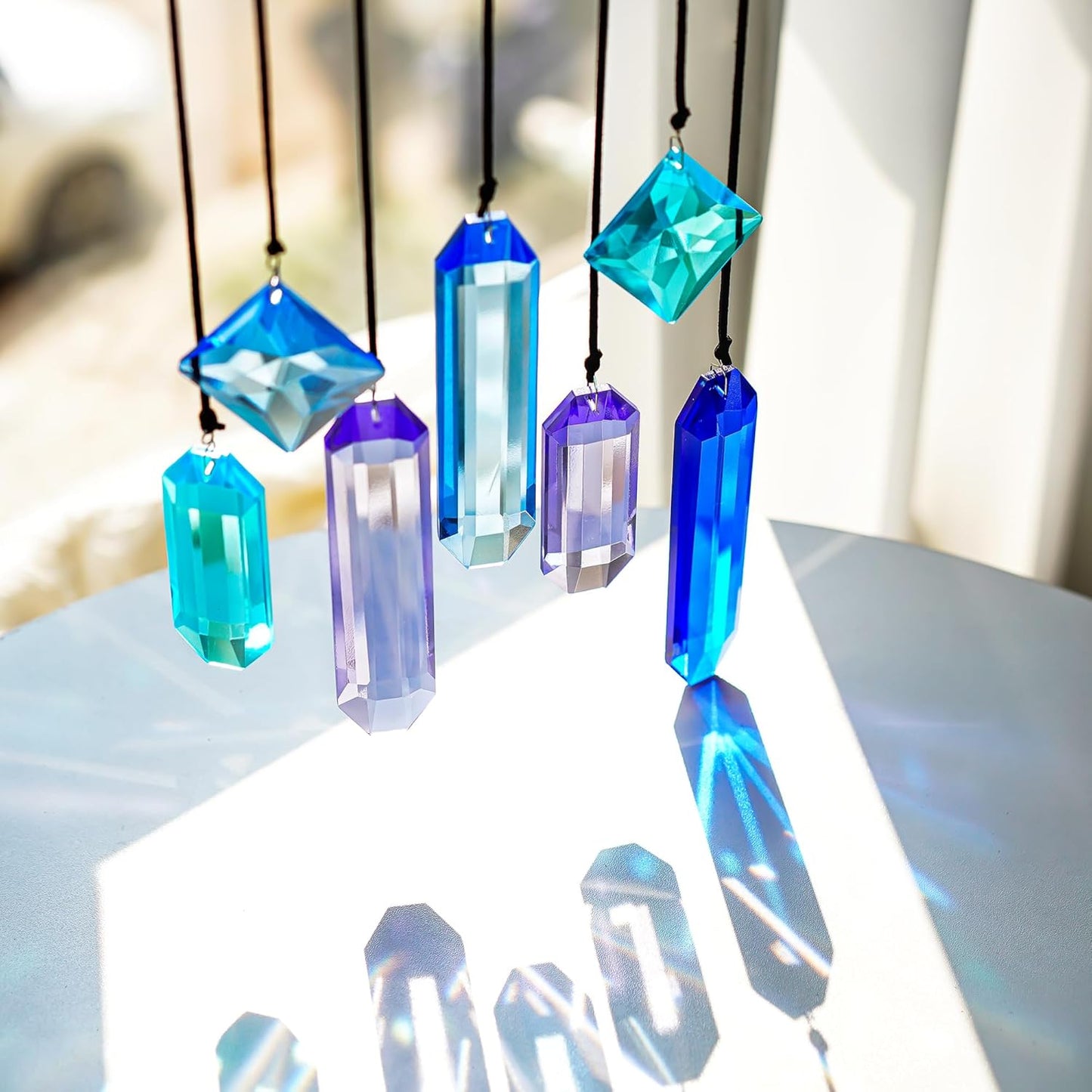 7 Pack Crystal Ornaments for Christmas Tree, Colorful Icicle Ornaments Crystal Prism Hanging Suncatchers for Windows,Indoor for Women