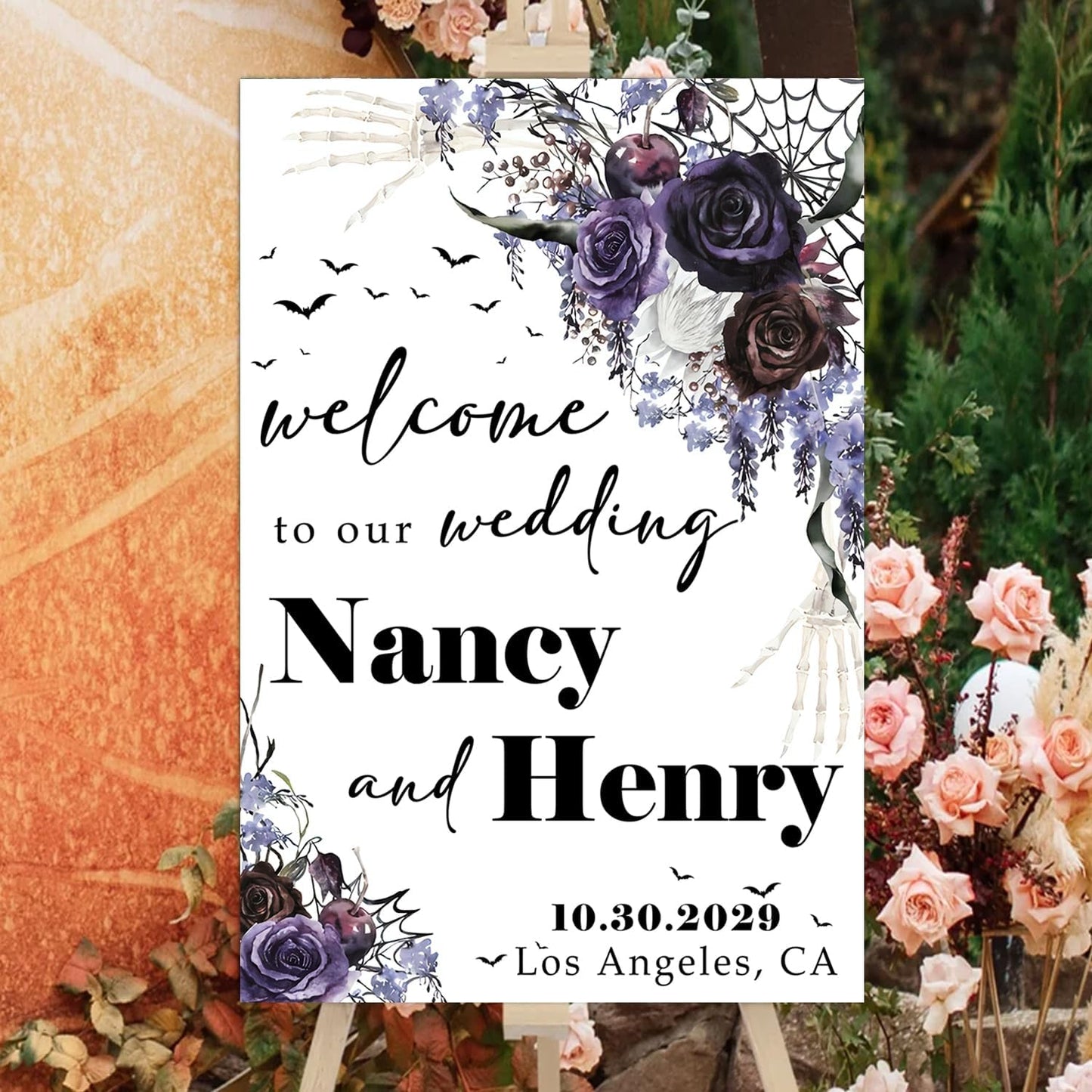 Gothic Halloween Wedding Welcome Til Death Do Us Part Sign - Black Gothic Wedding Sign