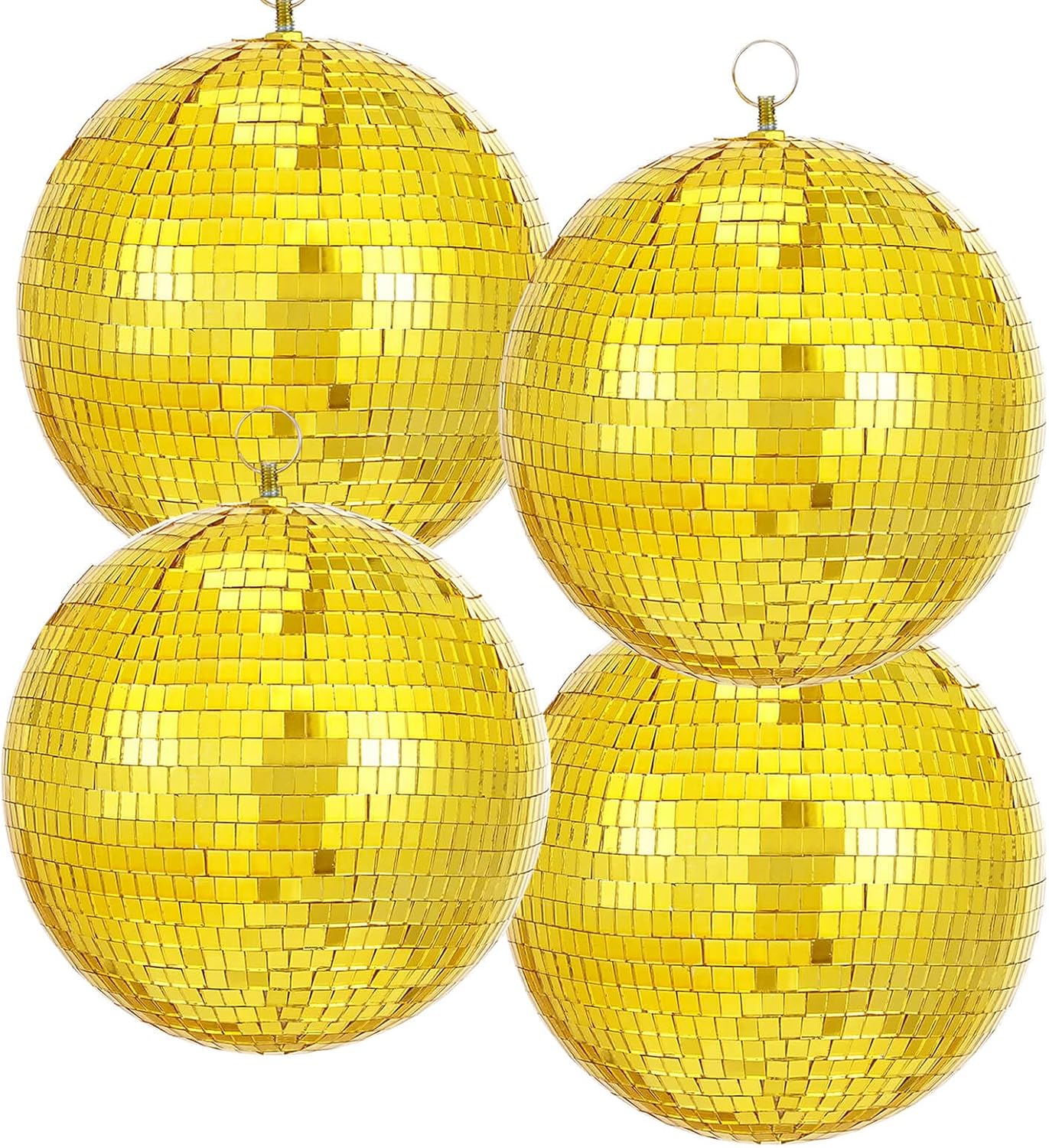 Gold Mirror Disco Ball Hanging: 6 Inches Reflective Ball - 80s Party Club Stage Props DJ Light Effect Decoration (6''-4PCS)