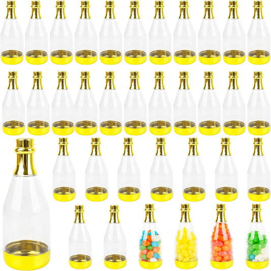 36 Pieces Champagne Bottles Candy Bottles Mini Golden Plastic Treat Containers Bridal Shower Favors for Birthday Wedding Christmas Party