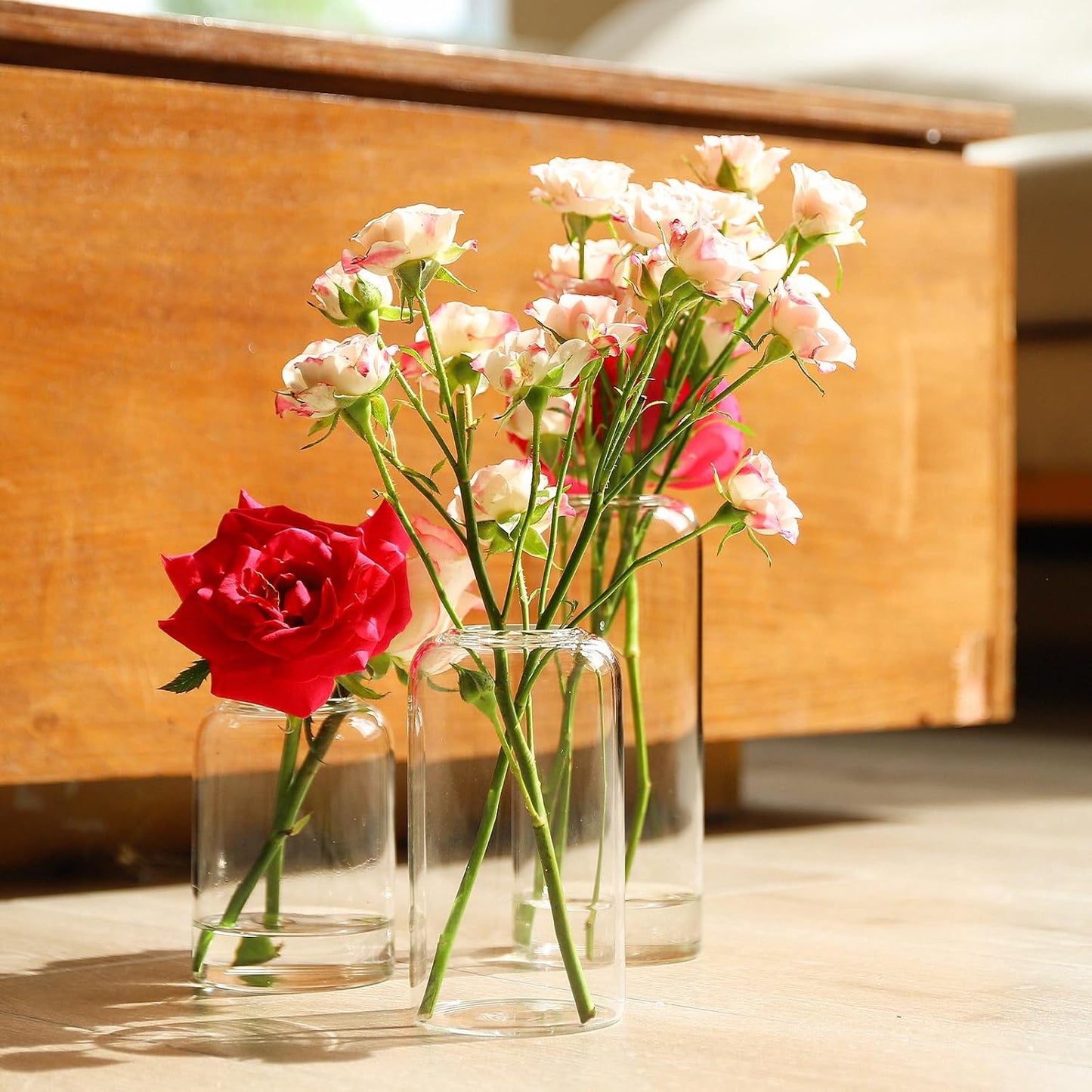 Glass Bud Vases Set of 6, Glass Cylinder Vases for Centerpieces, Bud Vases in Bulk for Wedding Party Dining Table Centerpieces, Living Room Decorative, Home Decor