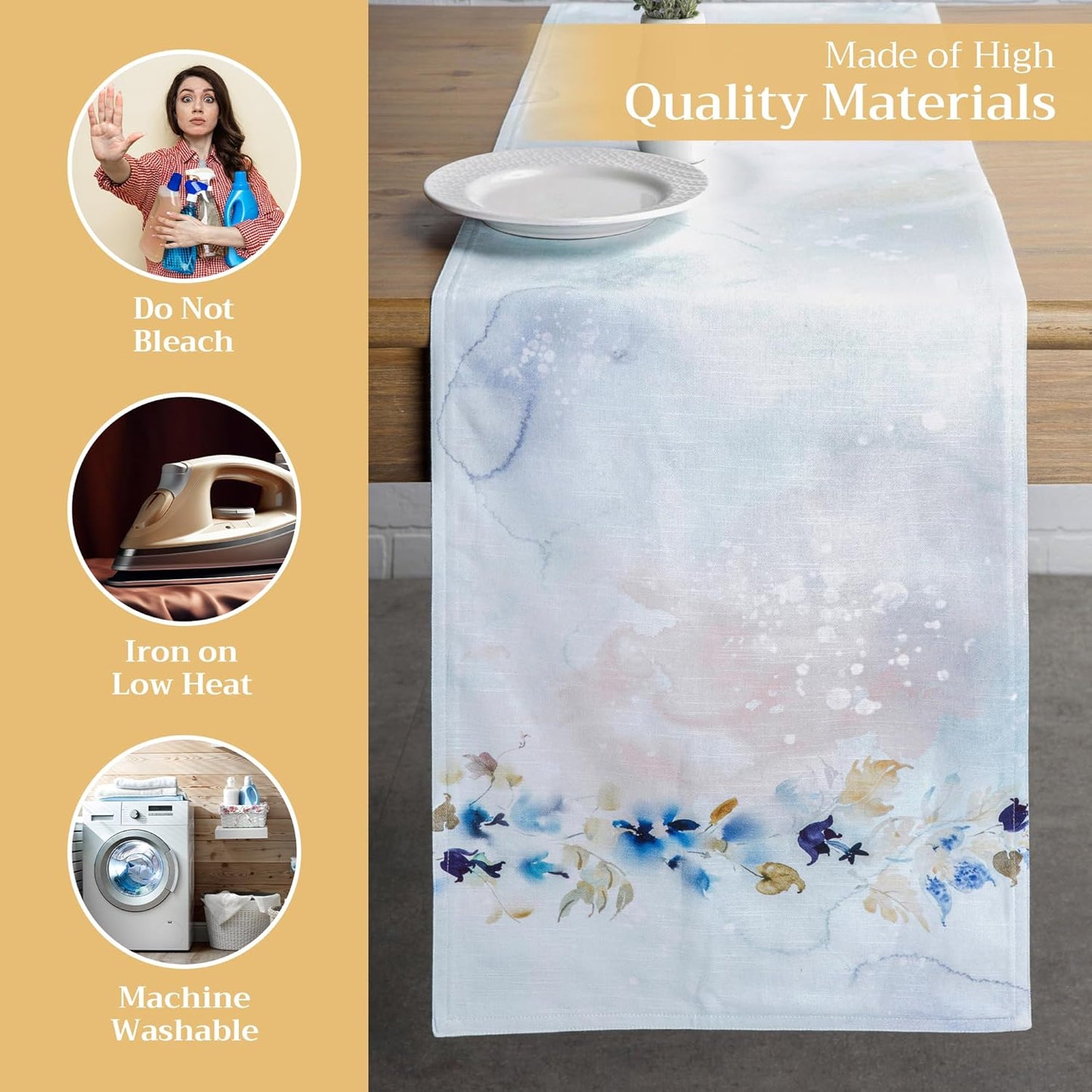 Maison d' Hermine Table Runner 100% Cotton Double Layer Table Runners 108 inches Long Decorative for Home Kitchen Dining Party Wedding Bridal Shower Spring Summer (Lazy Summer Days, 14.50" x 108")