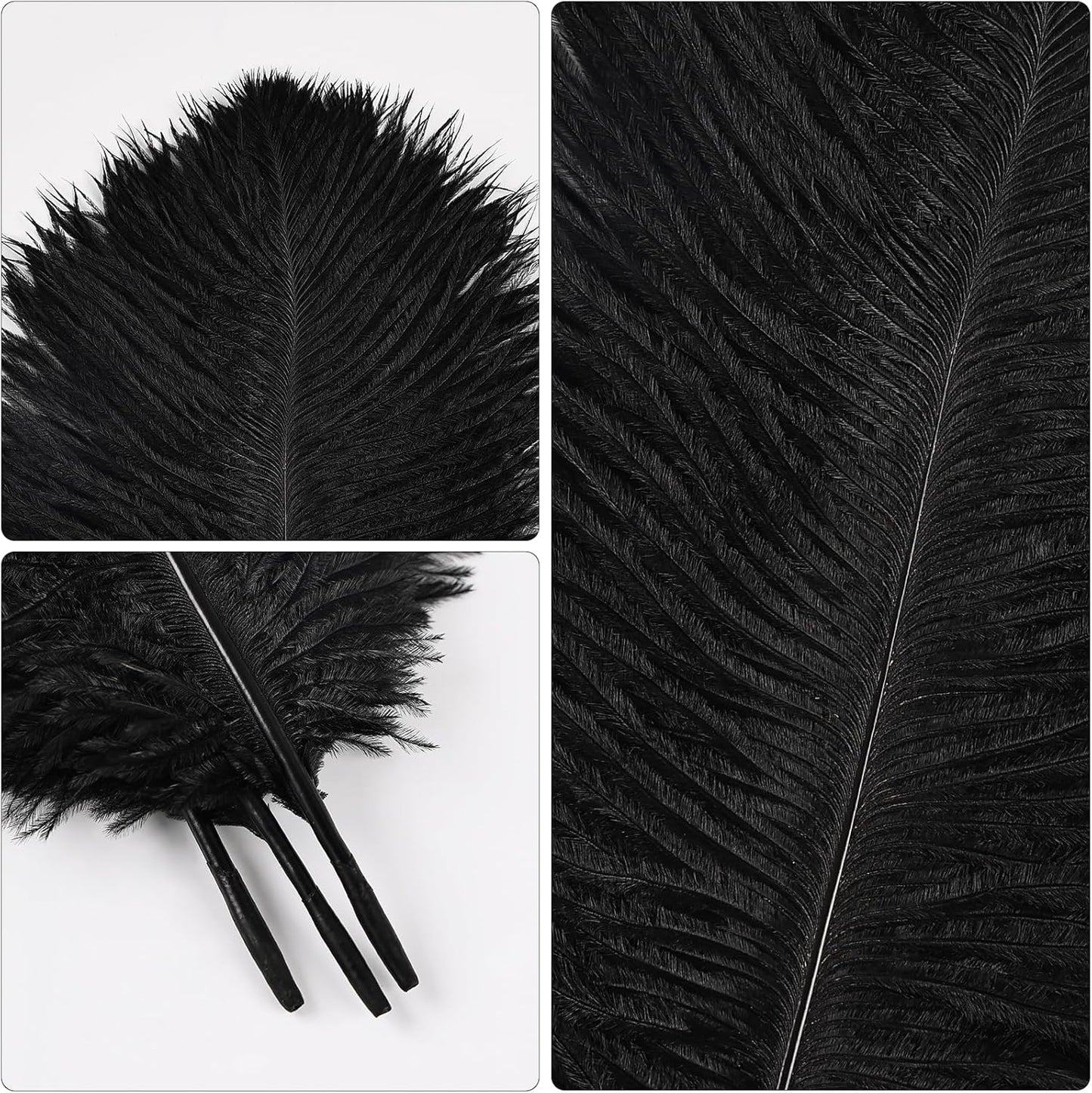 THARAHT Black Ostrich Feathers 24pcs Natural Bulk 10-12Inch 25cm-30cm for Crafts Wedding Party Centerpieces Halloween and Home Decoration Feathers