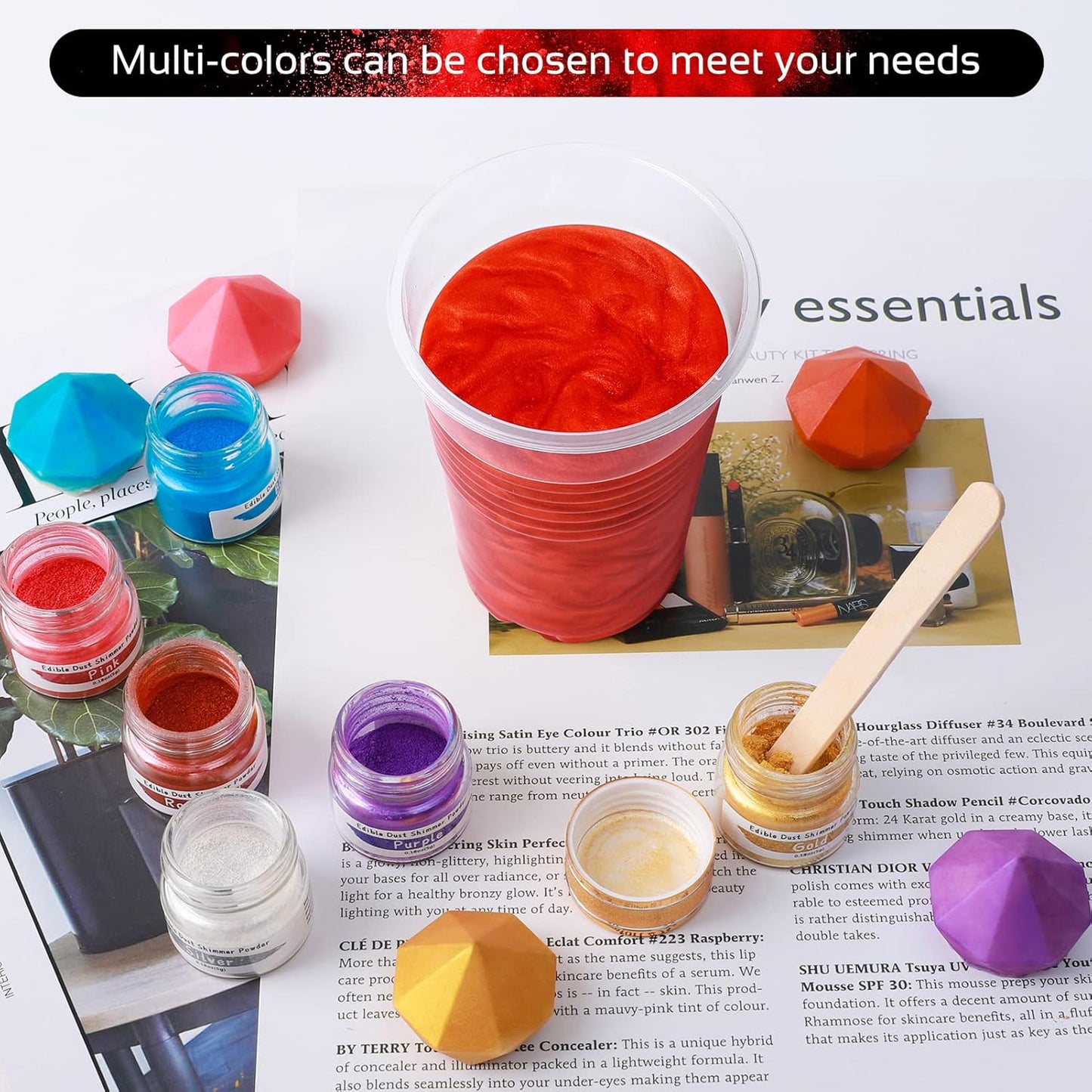 Jelife Red Edible Luster Dust - 5 Grams Food Grade Cake Dust Shimmer Powdered, Edible Metallic Powder Food Coloring for Cake Decorating, Chocolates, Fondant, Drinks, Painting & More, Vegan