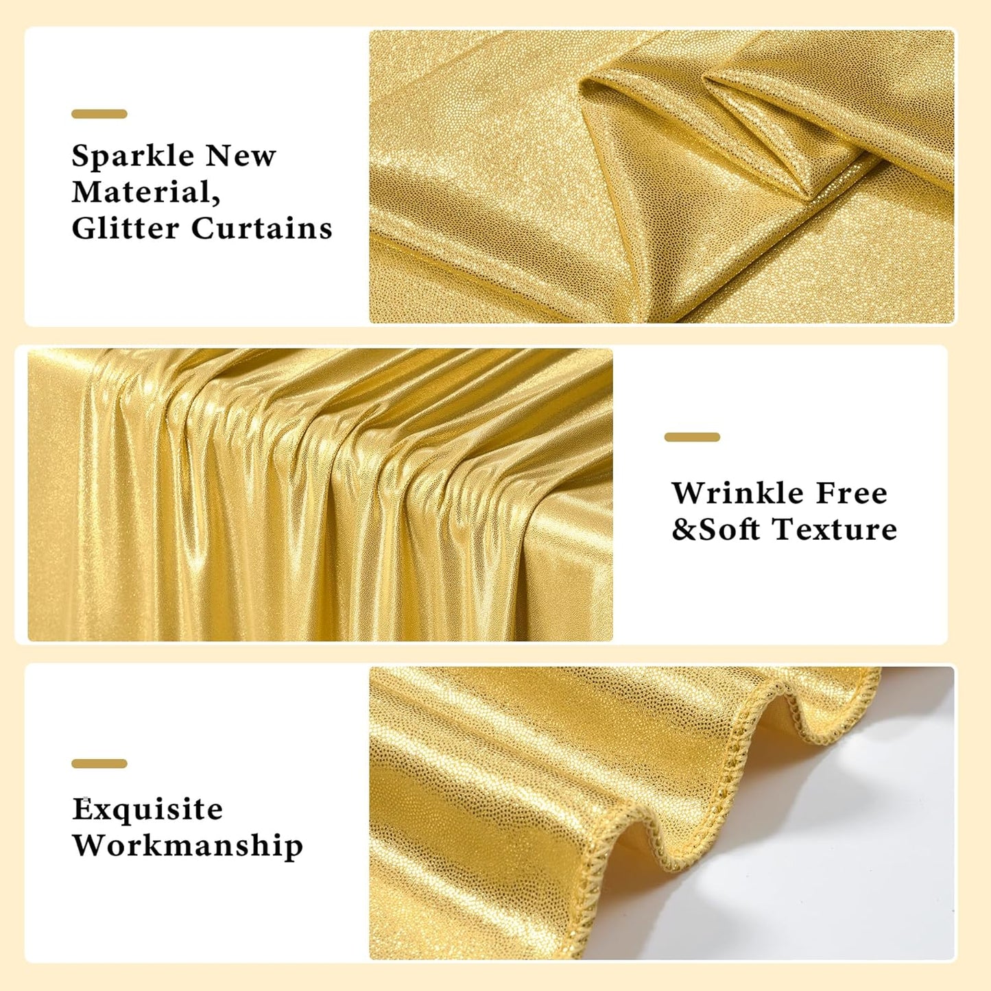 Outpain 10x14ft Gold Sequin Backdrop Curtains -Heavy Duty Gold Photography Backdrops with Non-Shedding Glitter, Wrinkle-Free Stage Drapes for Wedding/Christmas/Studio Shoots (5x14ft 2 Panels)