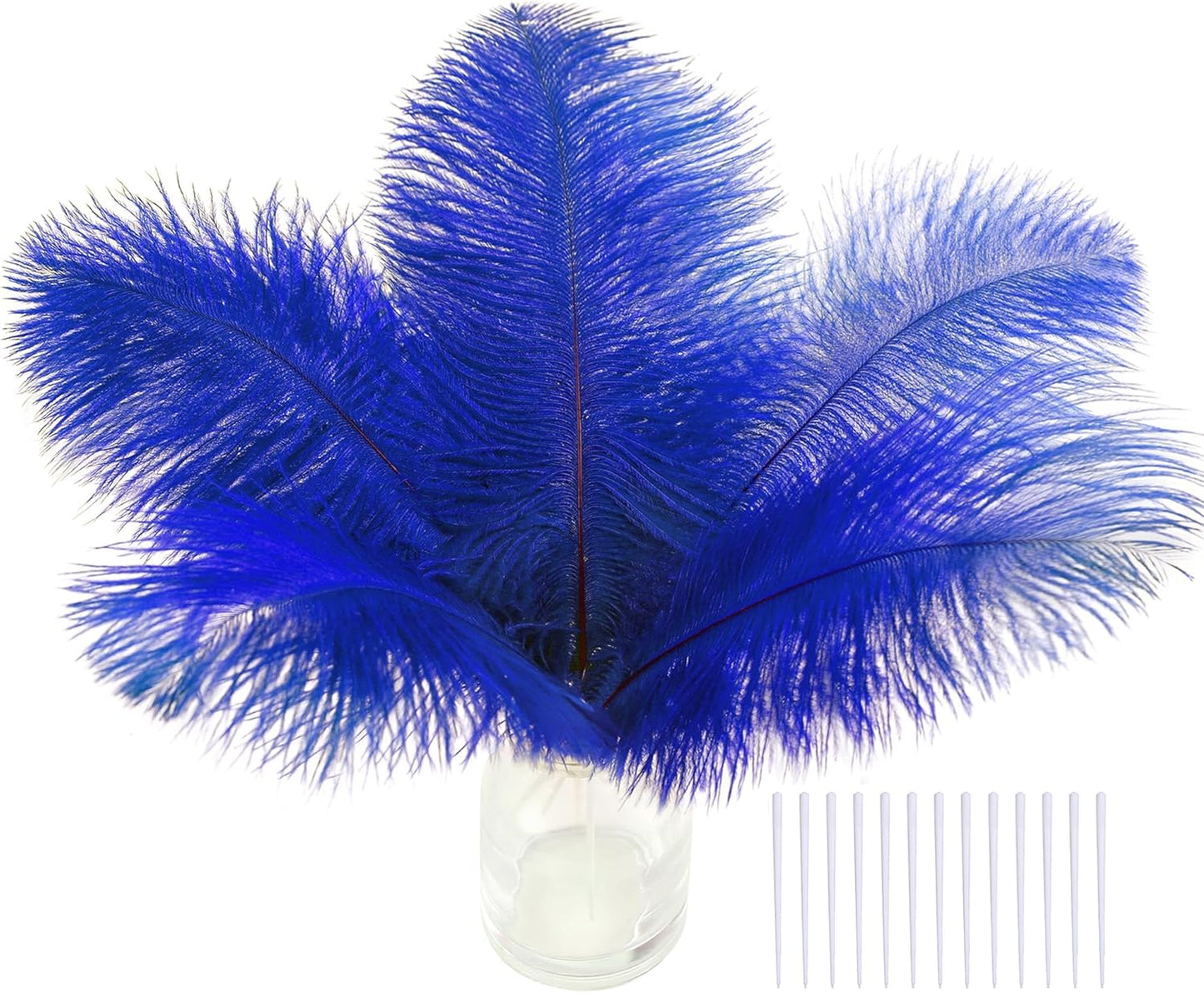 SOGUGOM Blue Craft Ostrich Feathers - 30PCS 6-8 inch Ostrich Feathers Kit for Centerpieces, Kindergarten Crafts, Dream Catchers and DIY Projects(Royal Blue)