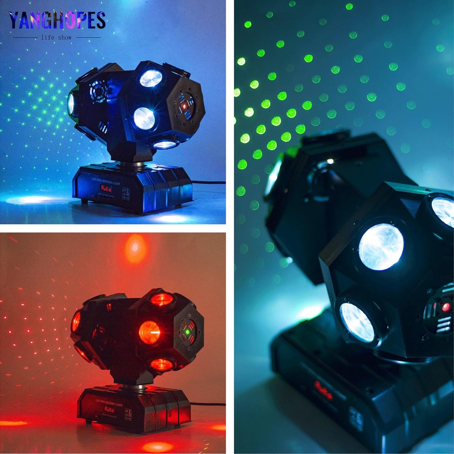 Moving Head DJ Light with Rotating Beam - Stage Light, Sound Activated, DMX512, Perfect for DJ, KTV, Disco, Party, Wedding, Festival