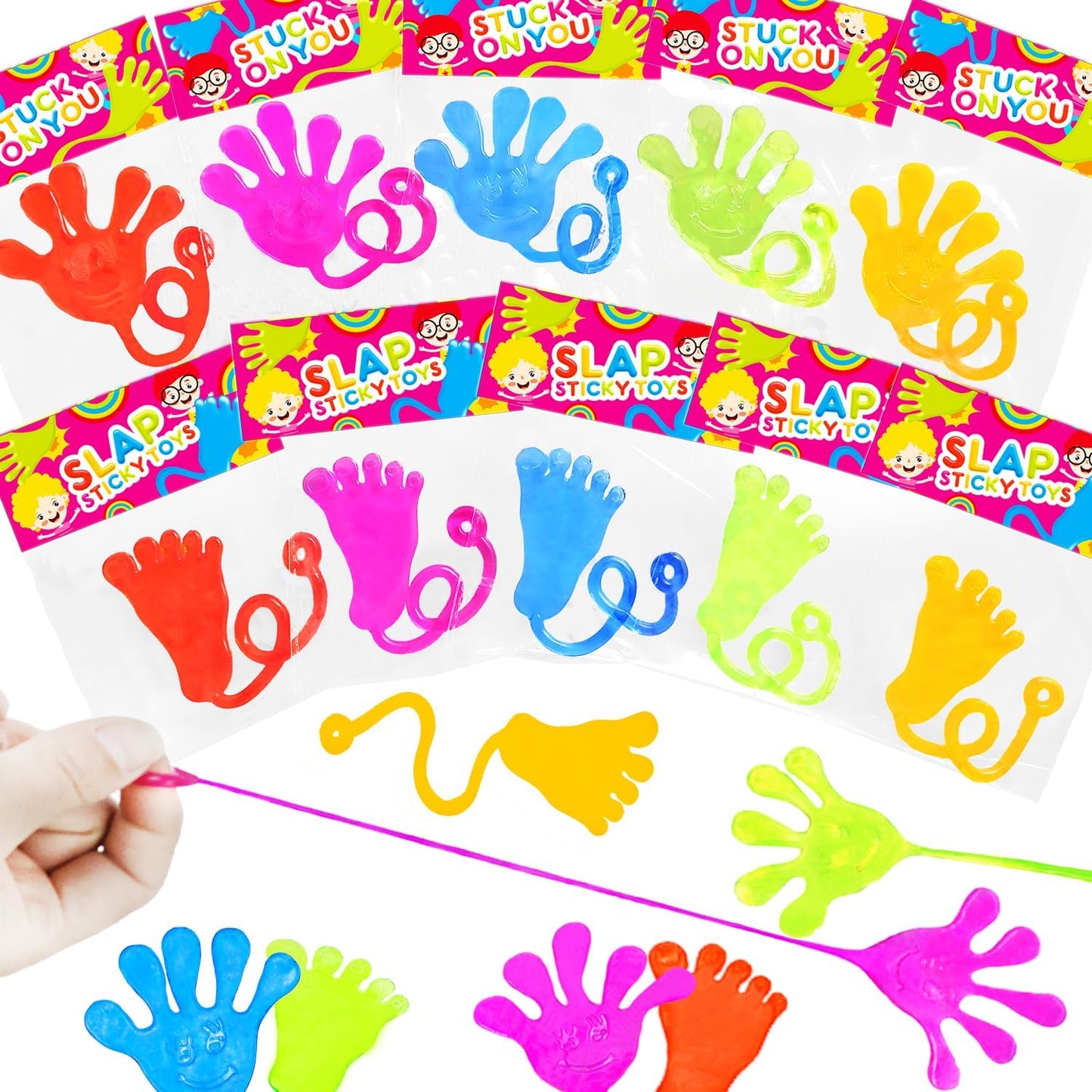 Bulk Party Favors Goody Bag Stuffers for Kids (200 PCS), Halloween Large Sticky Hands & Feet Pinata for Toddlers, Preschool Toys Gifts Non Candy Treats Prizes Supplies Giveaways Handout for Boys Girls