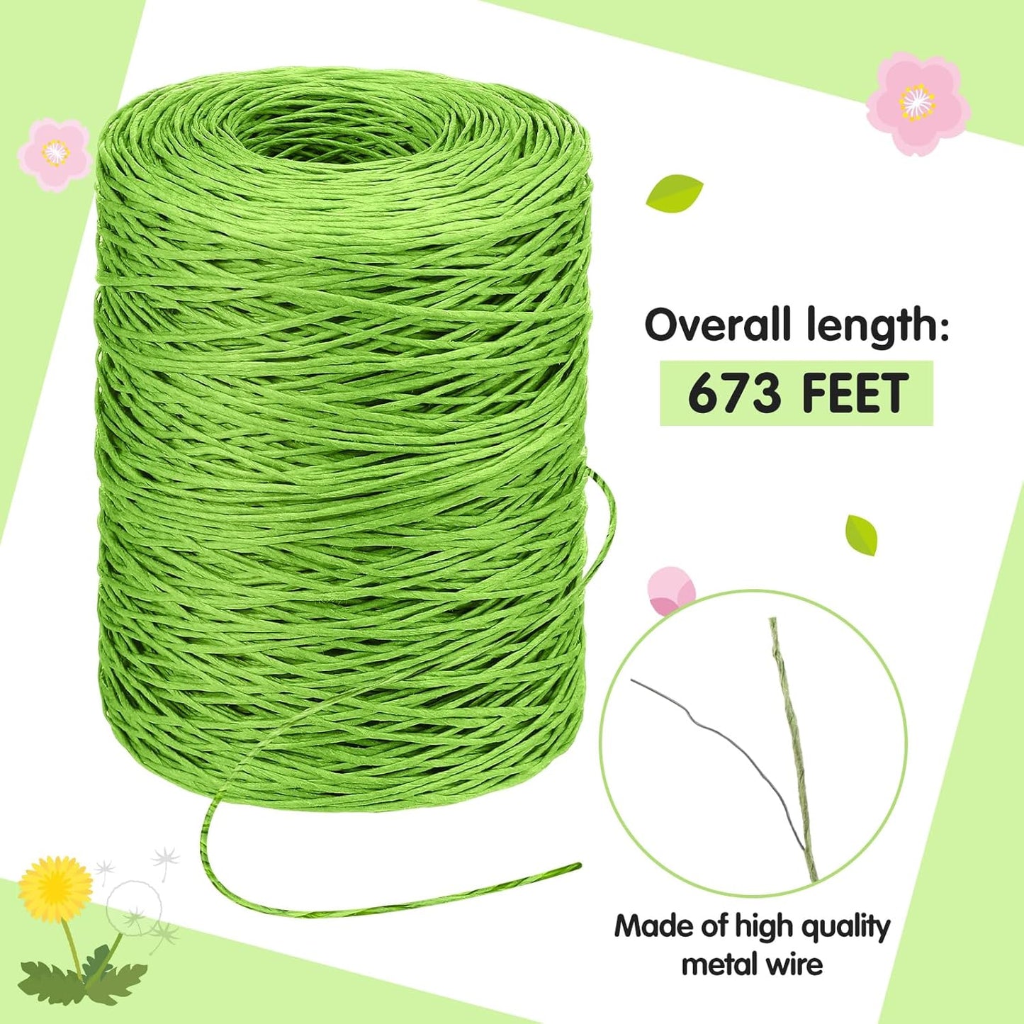 Syhood Floral Vine Bind Wire Rustic Wrapping Wire for Flower Bouquets(Light Green)