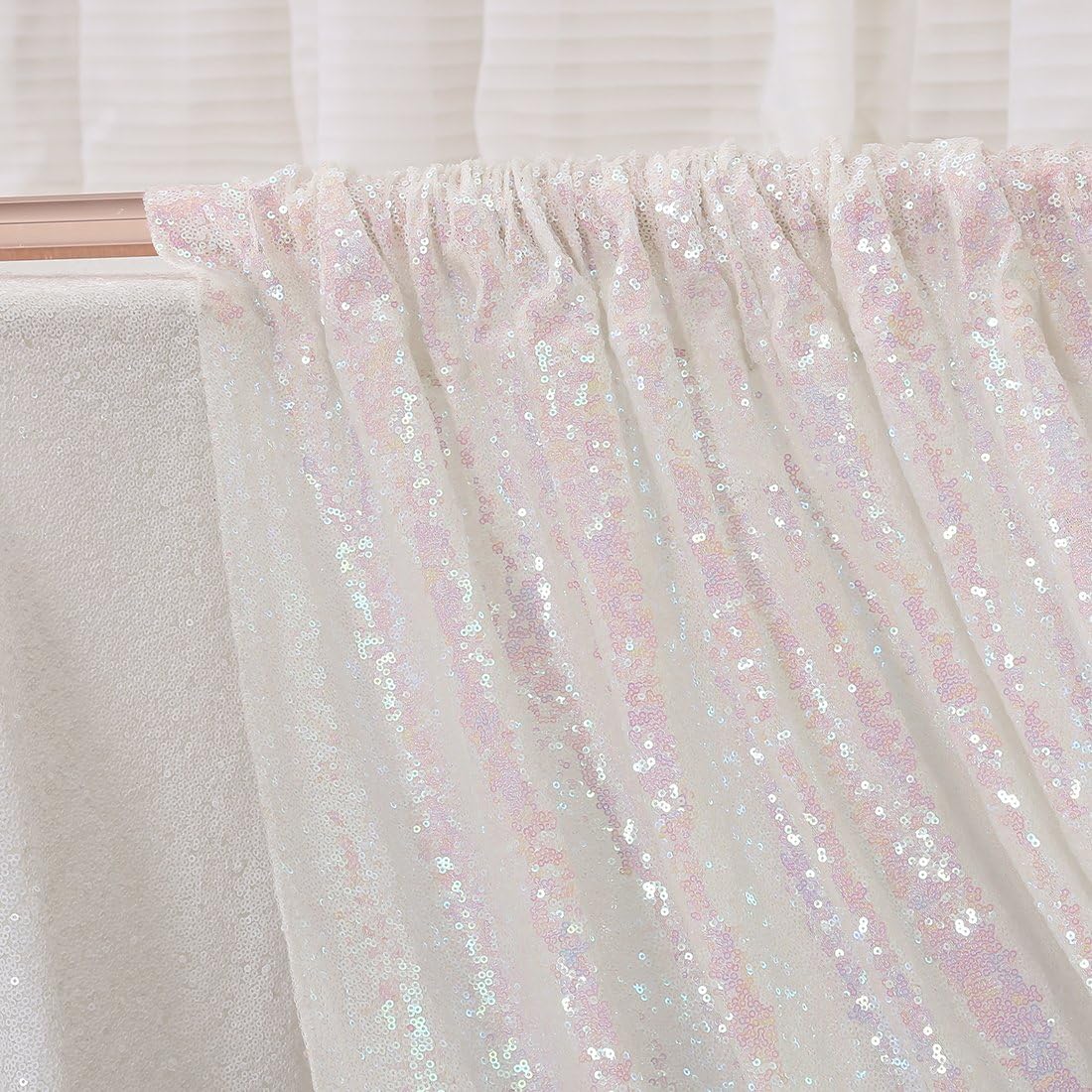Poise3EHome 6FT x 6FT Iridescent Sequin Photography Backdrop Curtain for Party Decoration