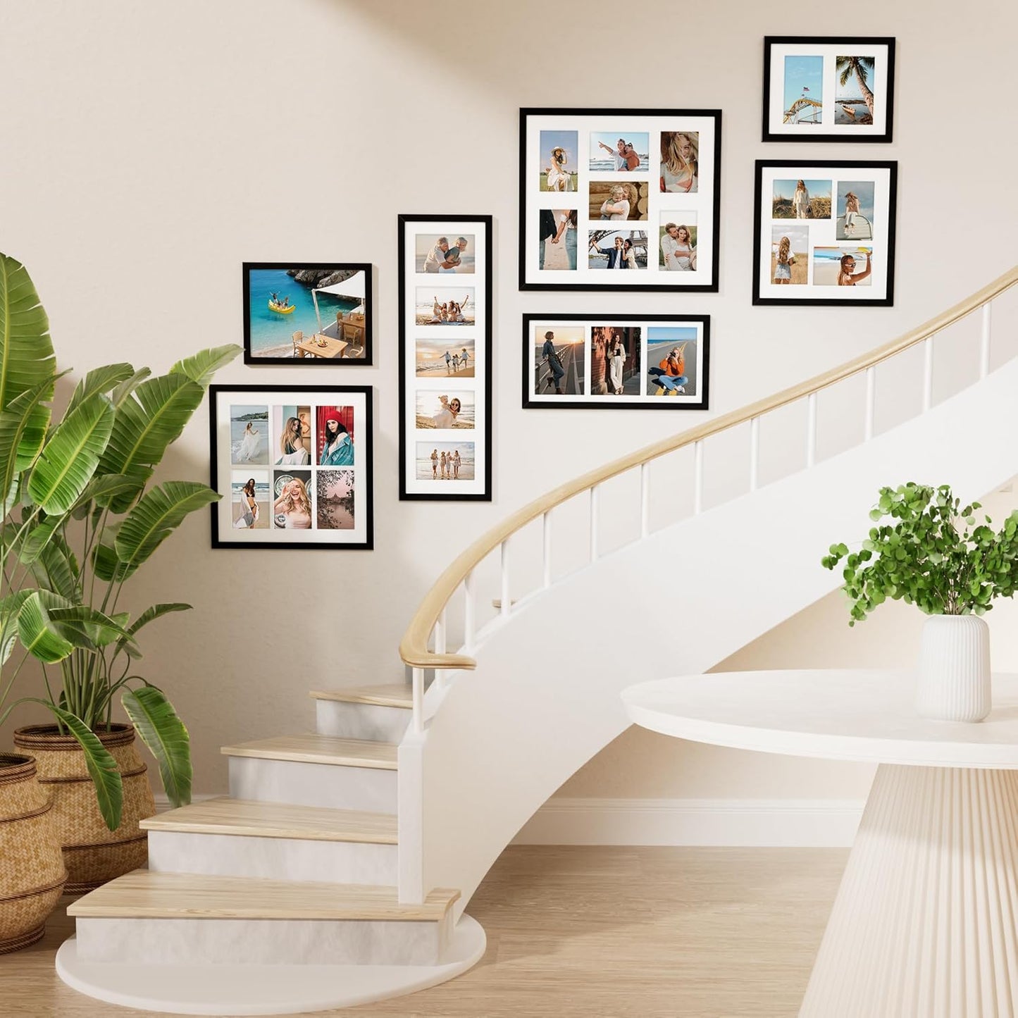 Vittanly 14x14 Collage Picture Frame, Displays 6Pcs 4x6 Pictures with Mat, Picture Frames Collage Wall Decor for Horizontal or Vertical Display, Black, 1 Pack