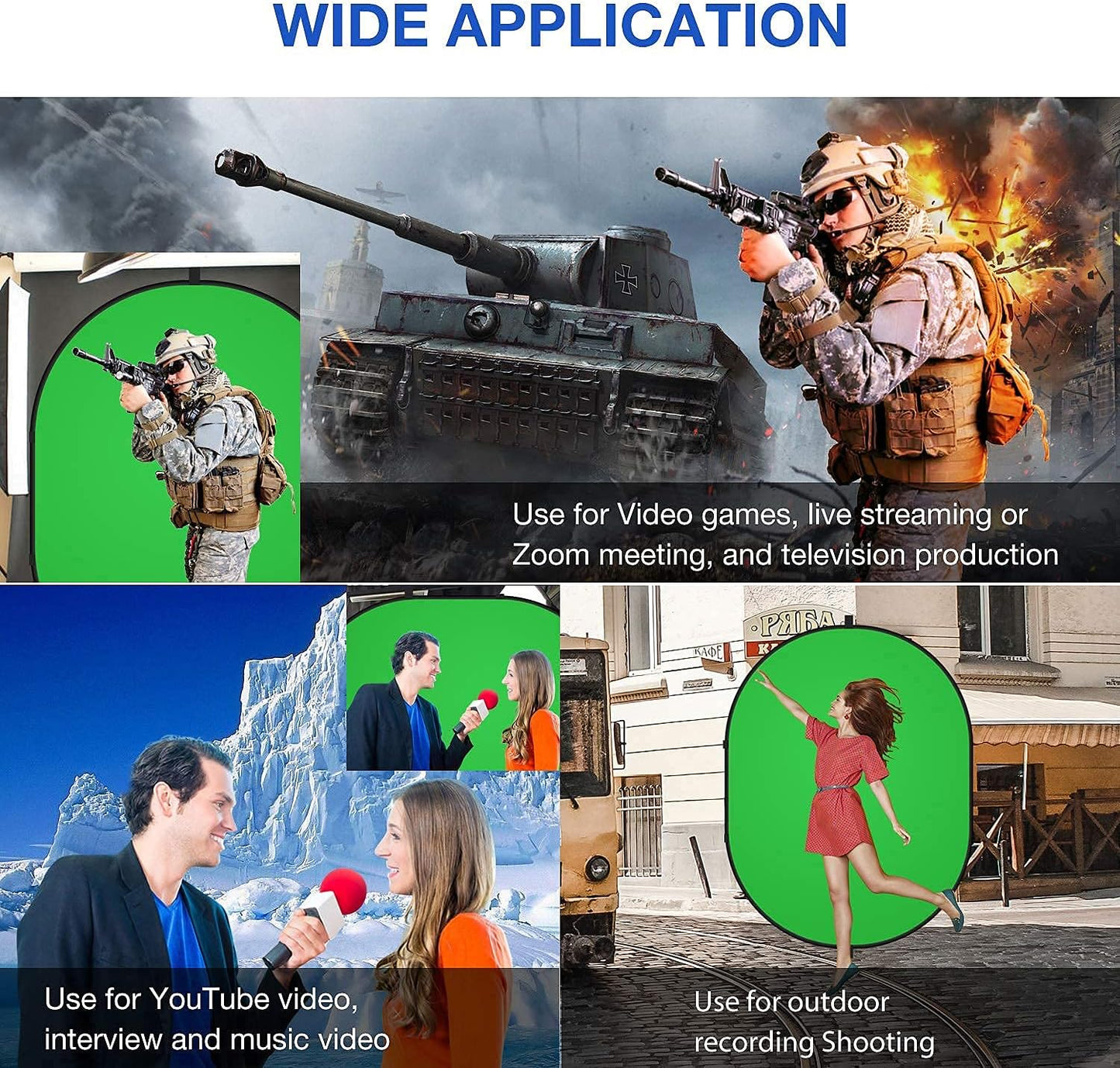 Yesker 5ft x 6.5ft Chromakey Backdrop, 2-in-1 Background Screen Green and Blue Screen, Foldable Backdrop for Photography, Gaming and Live Streaming