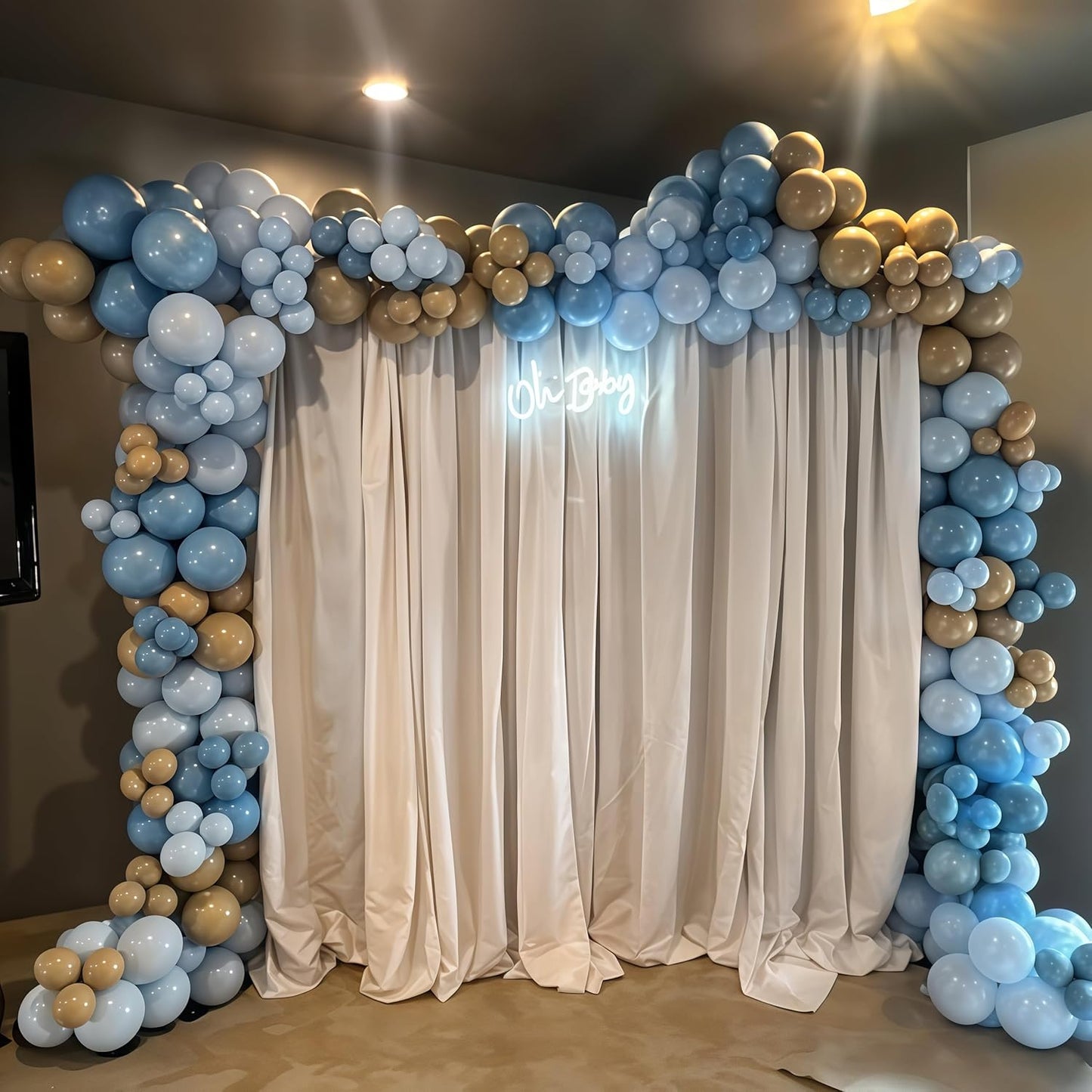 Dusty Blue Balloon Arch Kit 139Pcs Slate Blue Grey Balloons Garland Neutral Boho Retro Fog Gray Apricot Beige Cream White Sand Brown Birthday Party Balloons for Boys Bear Cloud Baby Shower Decorations