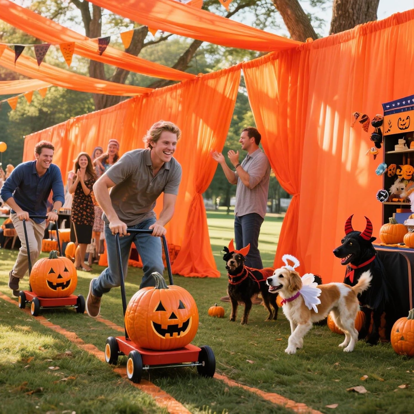 VOK Orange Wedding Arch Draping Fabric Chiffon Fabric, 29in x 18Ft 2 Panels Sheer Chiffon Outdoor Curtain for Wedding Ceremony Birthday Party Decoration (Orange,2 Panel)