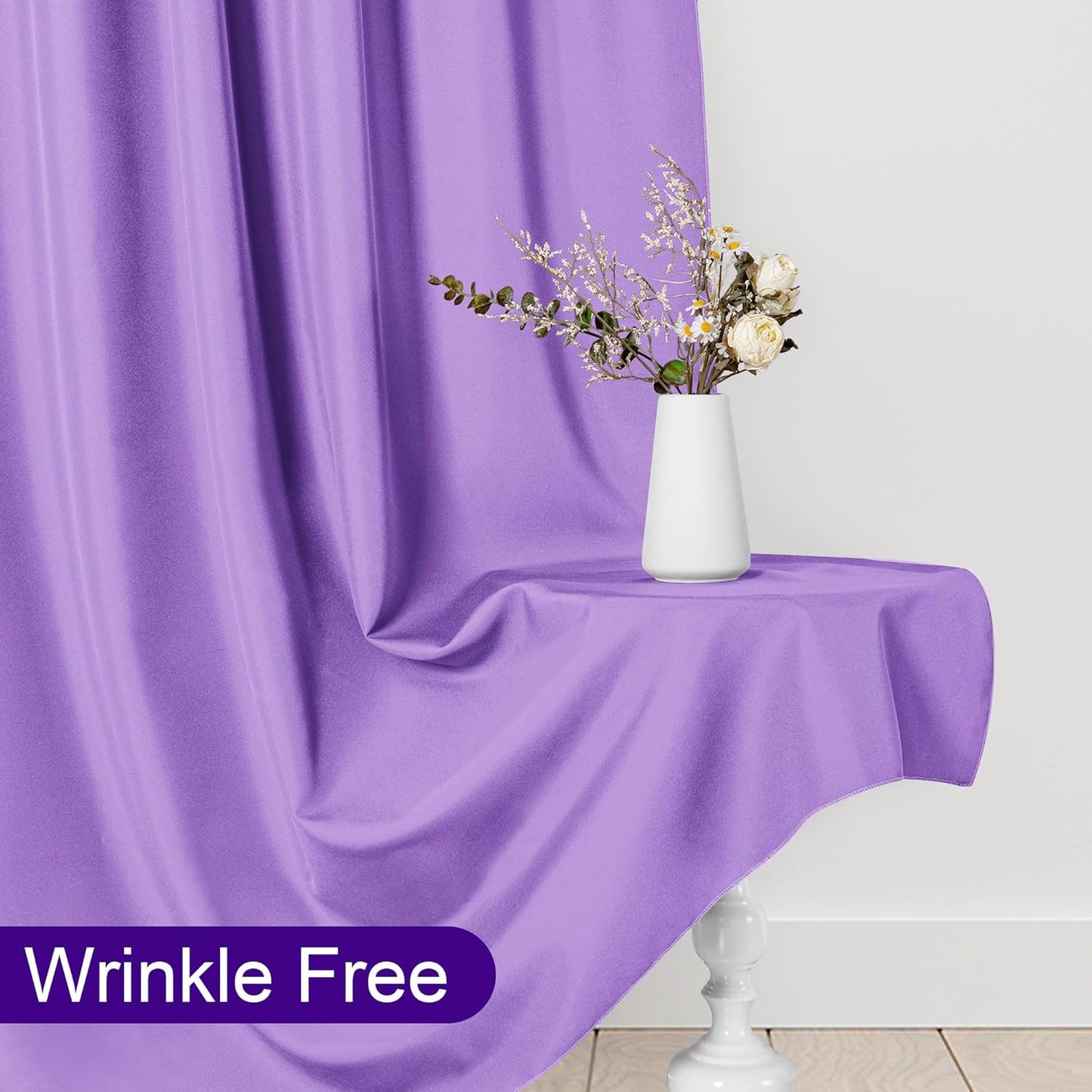 DWCN 10x10 FT Backdrop Curtains for Parties, Photography Backdrop Drapes with Rod Pockets for Wedding Decorations Stage Birthday Family Gatherings, 2 Panels 5ft x 10ft, Lavender