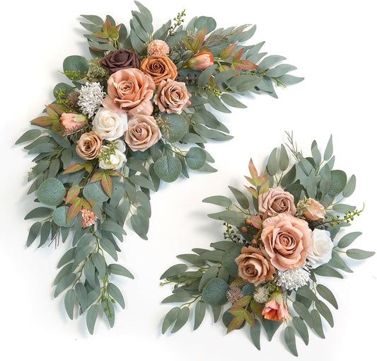 Faux Flower Swag Set of 2 for Wedding Welcome Signs Floral Swag Wedding Reception Ceremony Signs Decor (Terracotta)