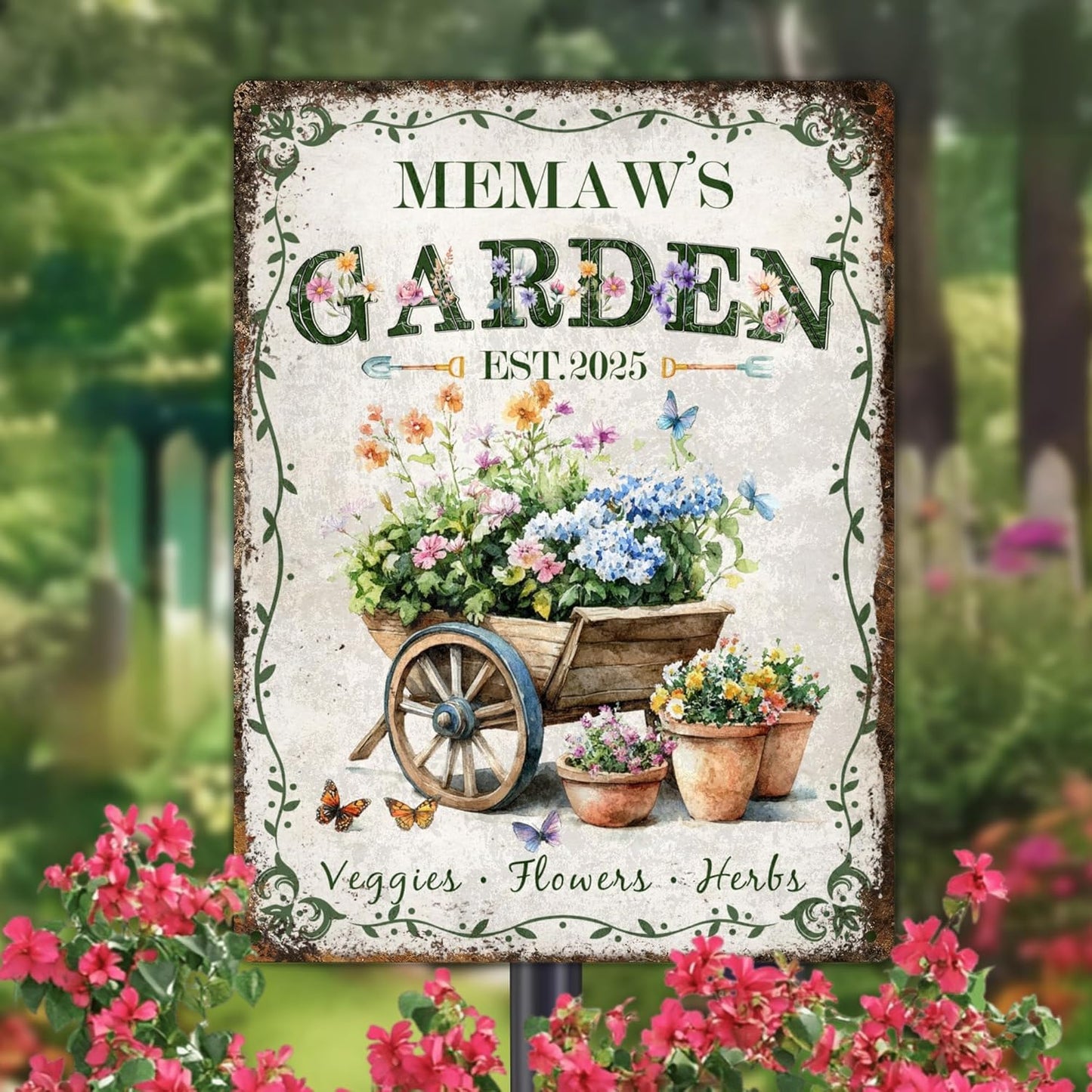 Custom Sign, Personalized Metal Signs, Customize for Office, Business, Workplace, Office, Home, Delivery Signs, Metal Sign With Your Own Image, Text,Photo, Pets, Kids Art Made in USA (Garden 04)