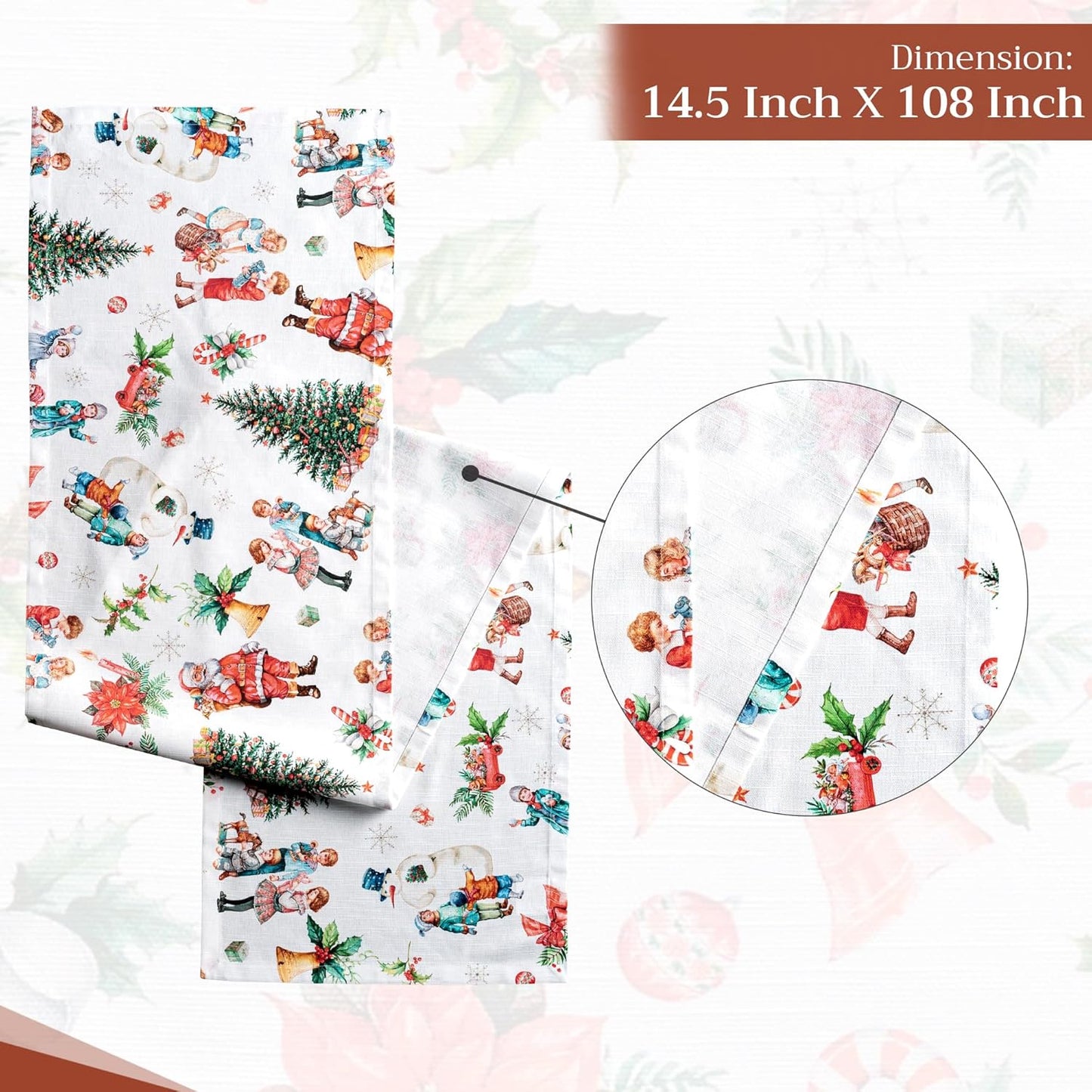 Maison d' Hermine Table Runner 100% Cotton Single Layer Table Runners 108 inches Long for Thanksgiving Christmas Decorations Home Kitchen Dining Party Wedding (Chromo, 14.5" x 108")