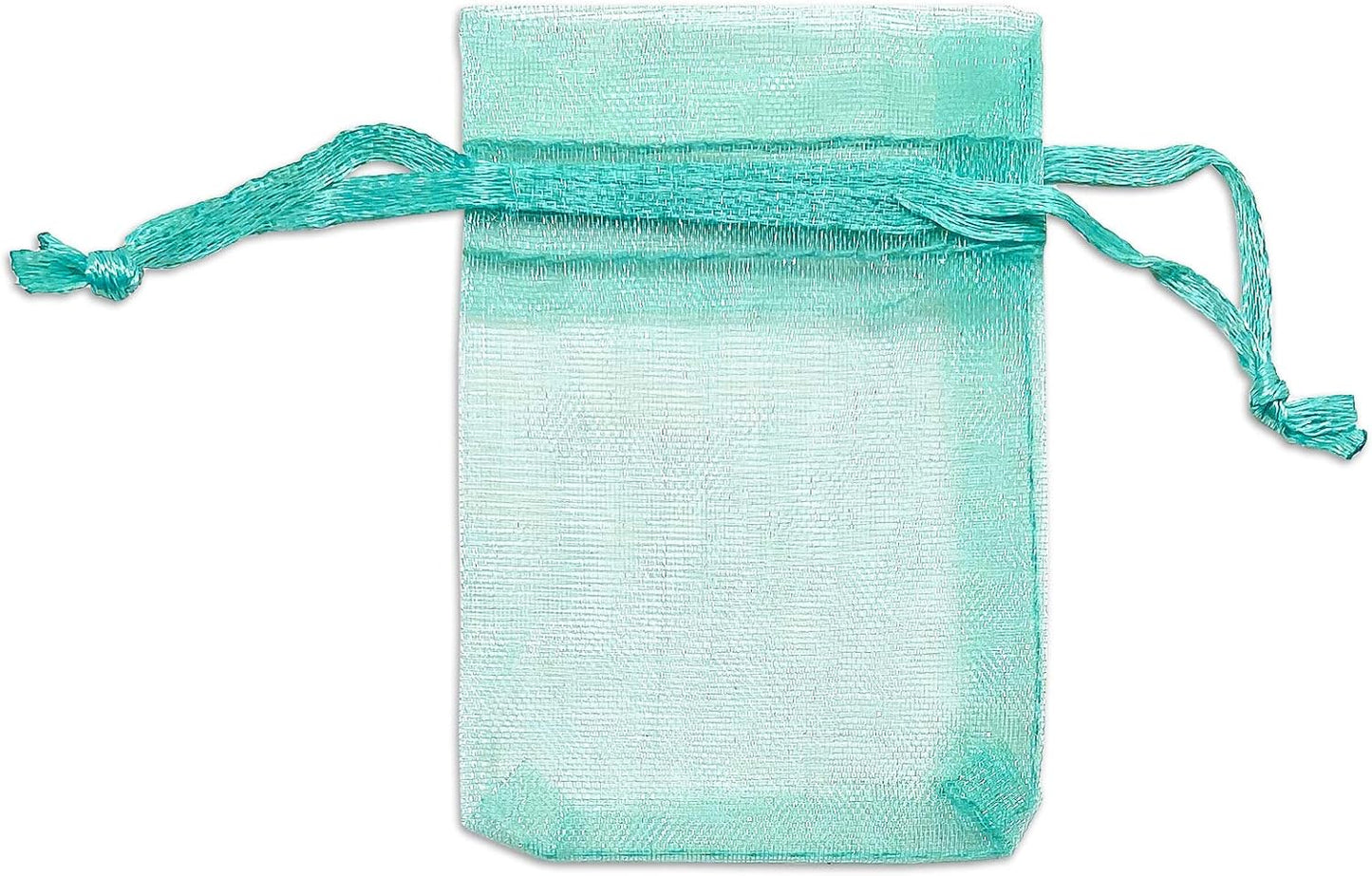 TheDisplayGuys 48-Pack 3x4 Teal Sheer Organza Gift Bags with Drawstring, Jewelry Candy Treat Wedding Party Favors Mesh Pouch
