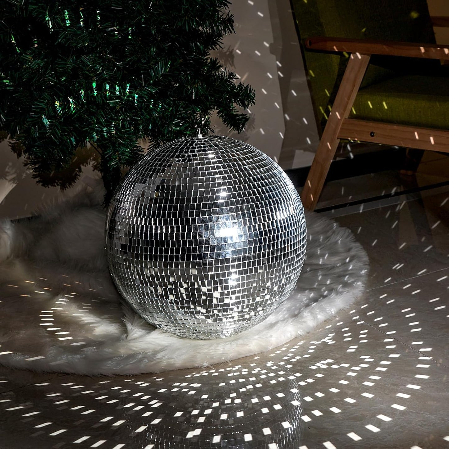 16inch Large Mirror Disco Ball - Hanging Big Disco Ball for Party Decorations, DJ Clubs, Weddings, Bars, Holiday Events, and Stage Decor with 15pcs Replacement Mirrors