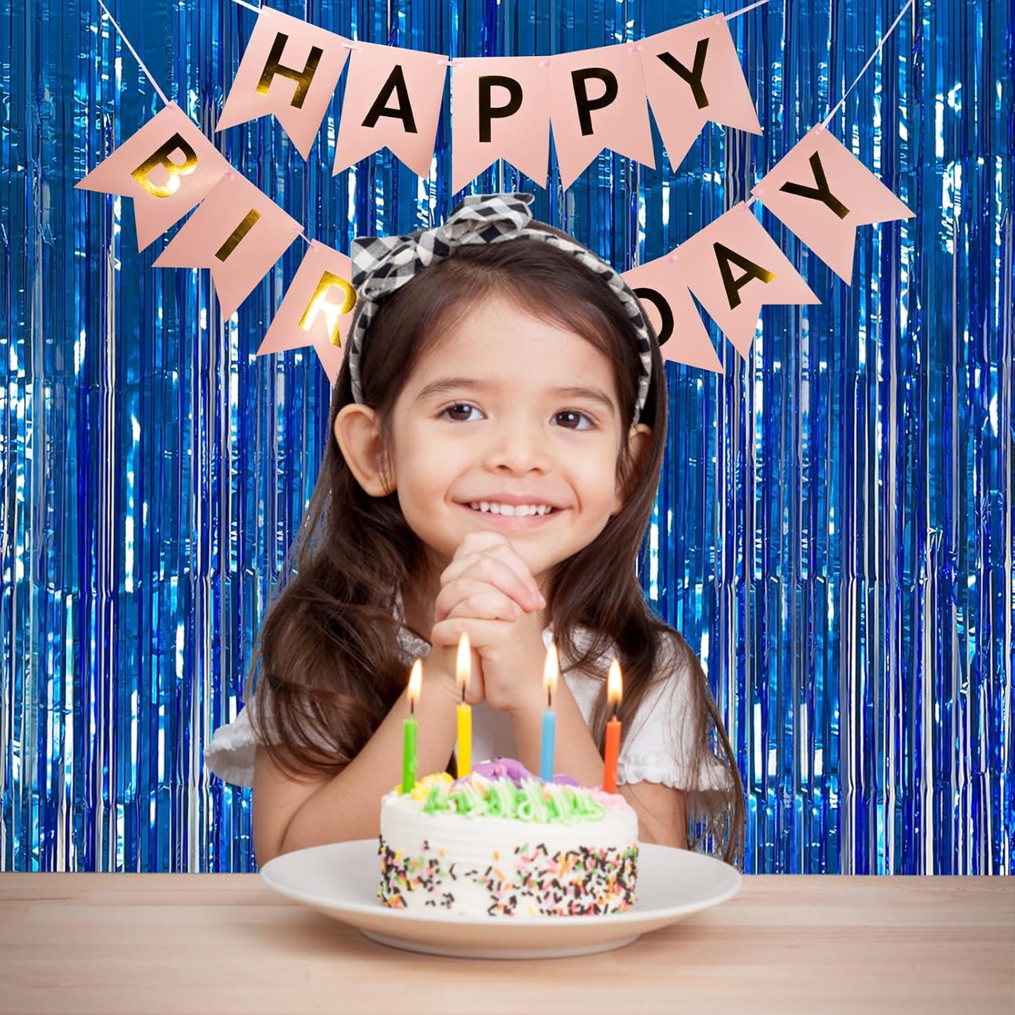 10 Pack Foil Curtain Backdrop Blue Metallic Tinsel Foil Fringe Curtains Photo Booth Props for Birthday Wedding Engagement Baby Shower Bachelorette Christmas Holiday Celebration Party Decorations