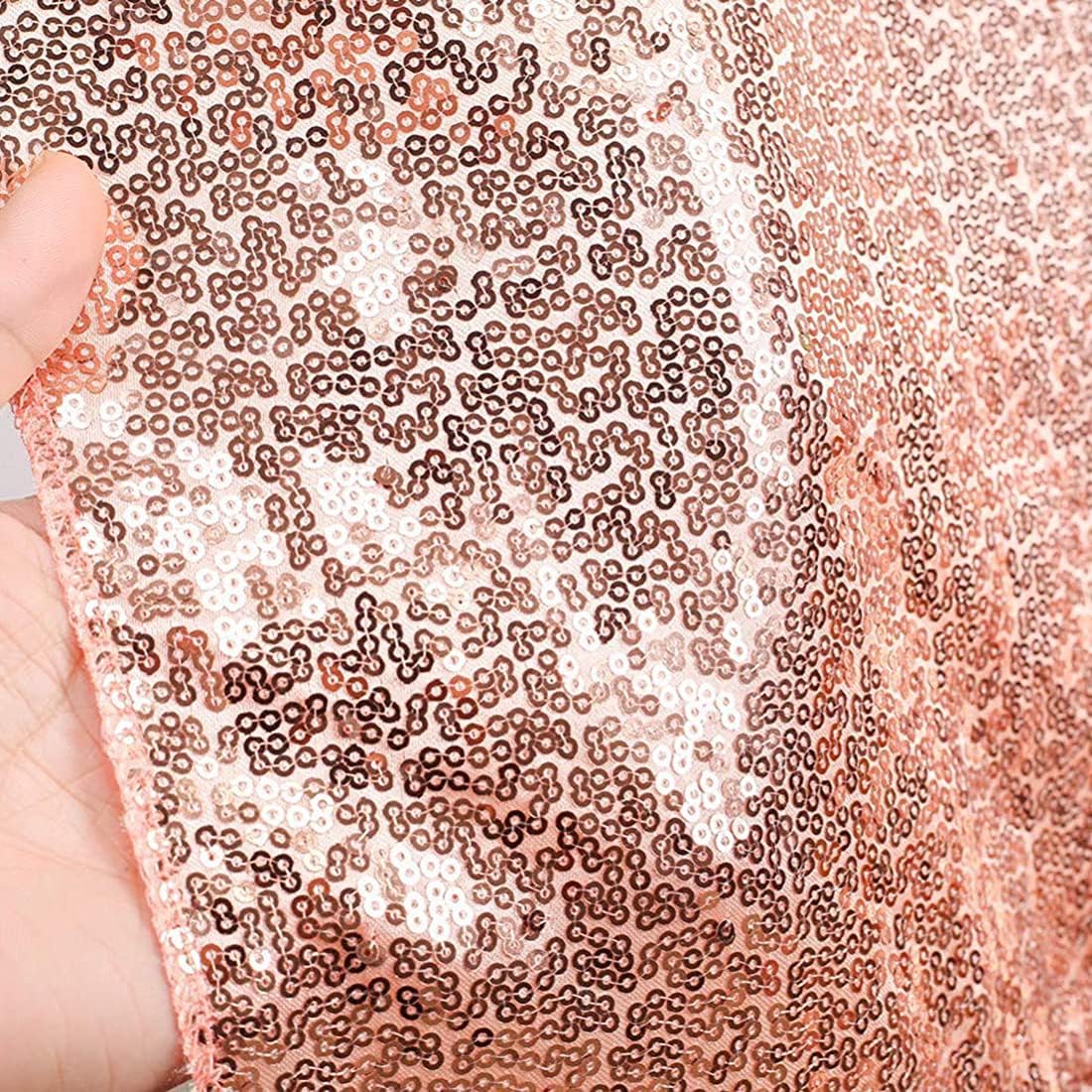 Poise3EHome 10Ft x 10Ft Rose Gold Sequin Backdrop Curtain, Glitter Thick Satin Background Drapes, Sparkly Opaque Photography Curtain, Sequence Xmas Thanksgiving Backdrop for Wedding Party Decor
