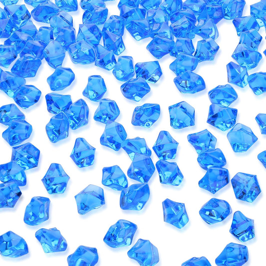 YATOJUZI 500pcs Fake Ice Cubes Blue Acrylic Crushed Rocks Vase Fillers Plastic Diamonds Gems for DIY Party Wedding Centerpiece Table Scatter Prop Display 0.5" (Only Blue)
