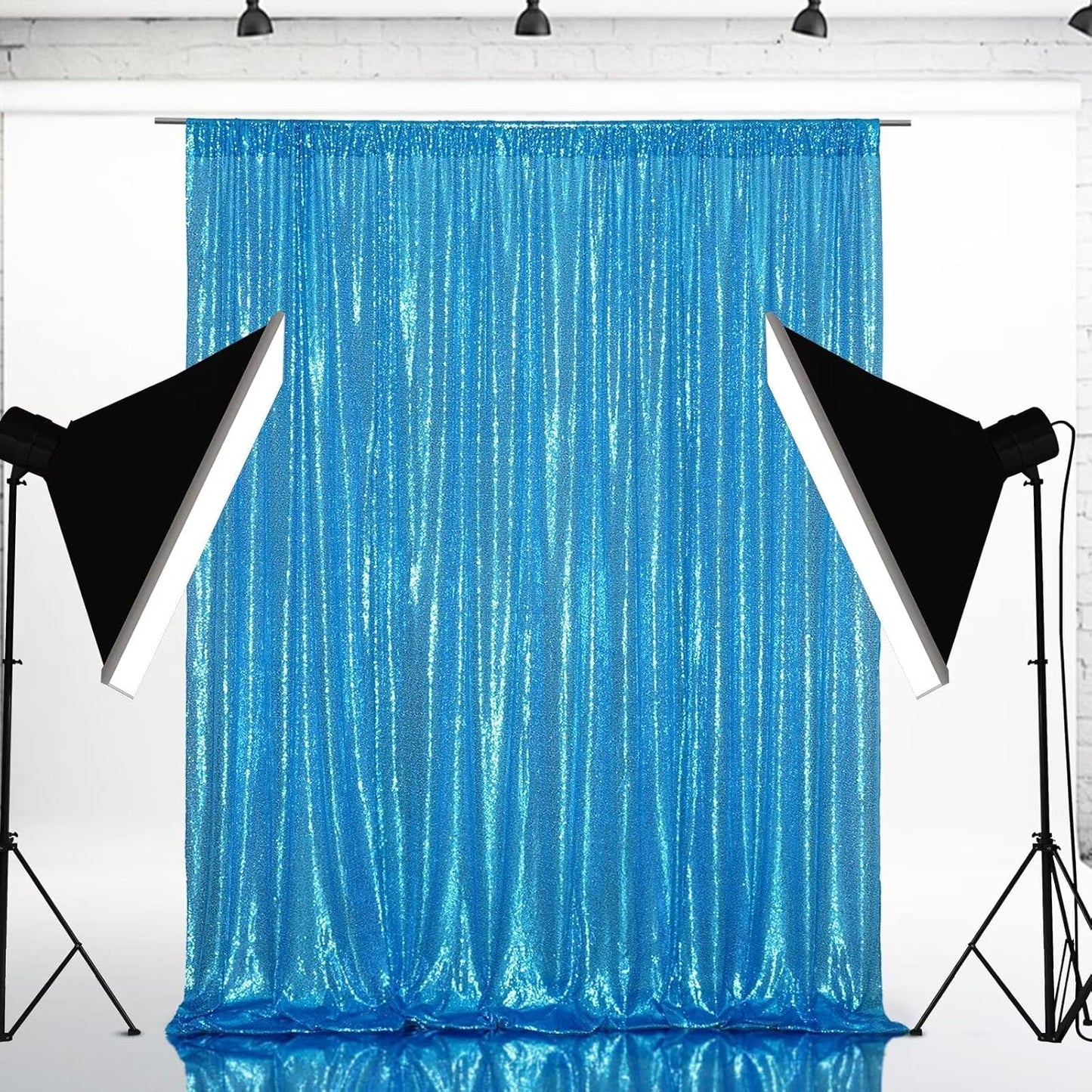 Eternal Beauty Turquoise Sequin Backdrop, 8x10 Ft Glitter Background Curtains for Shimmer Photography Party Wedding Birthday Back Drop Decor