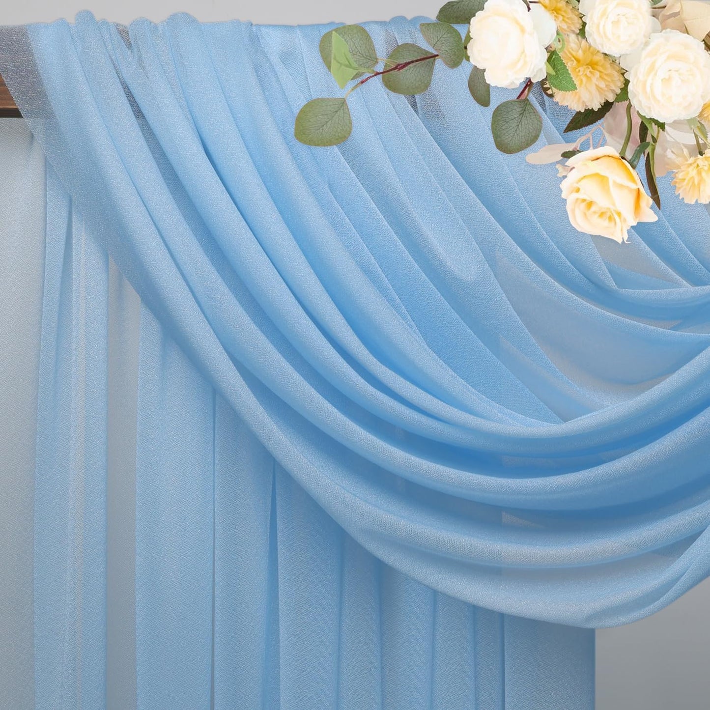 Wokceer Wedding Arch Draping Fabric 2 Panels 28.7" x 20FT Dusty Blue Drapes Sheer Fabric Backdrop Arch Draping Fabric for Wedding Ceremony Birthday Party Bridal Shower Decoration
