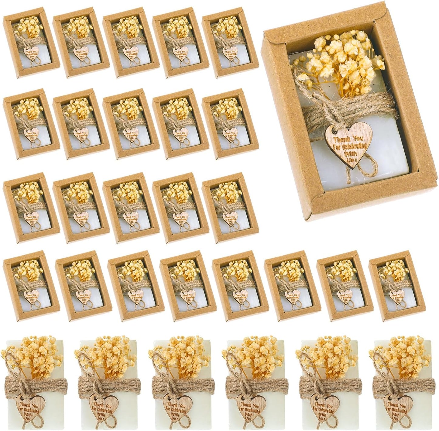 Demissle 30 Pcs Mini Scented Soap Wedding Party Favors Gifts Baby Shower Bridal Shower Handmade Natural Soap Favors for Guests in Bulk for Wedding Souvenirs Engagement Party(White)