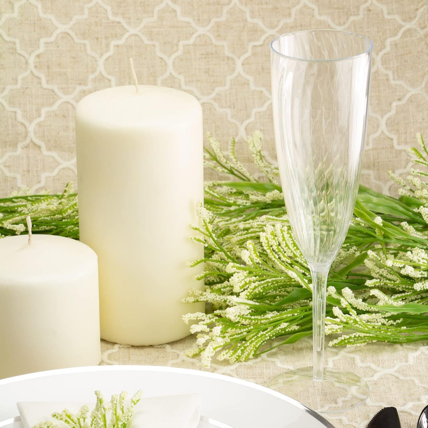 Lillian Tablesettings 96 Count Premium Champagne Flutes 6 oz. Clear Hard Plastic 1-Piece Disposable Glasses, Value Box