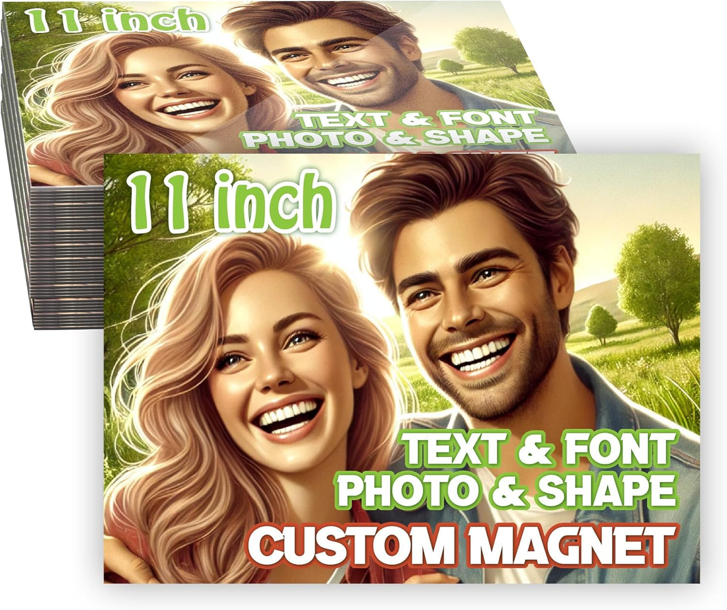 KETABAO – 11" Customized Rectangle Photo Magnets for Refrigerators and Cars – Personalized Magnetic Decoration for Homes and Storage Cabinets