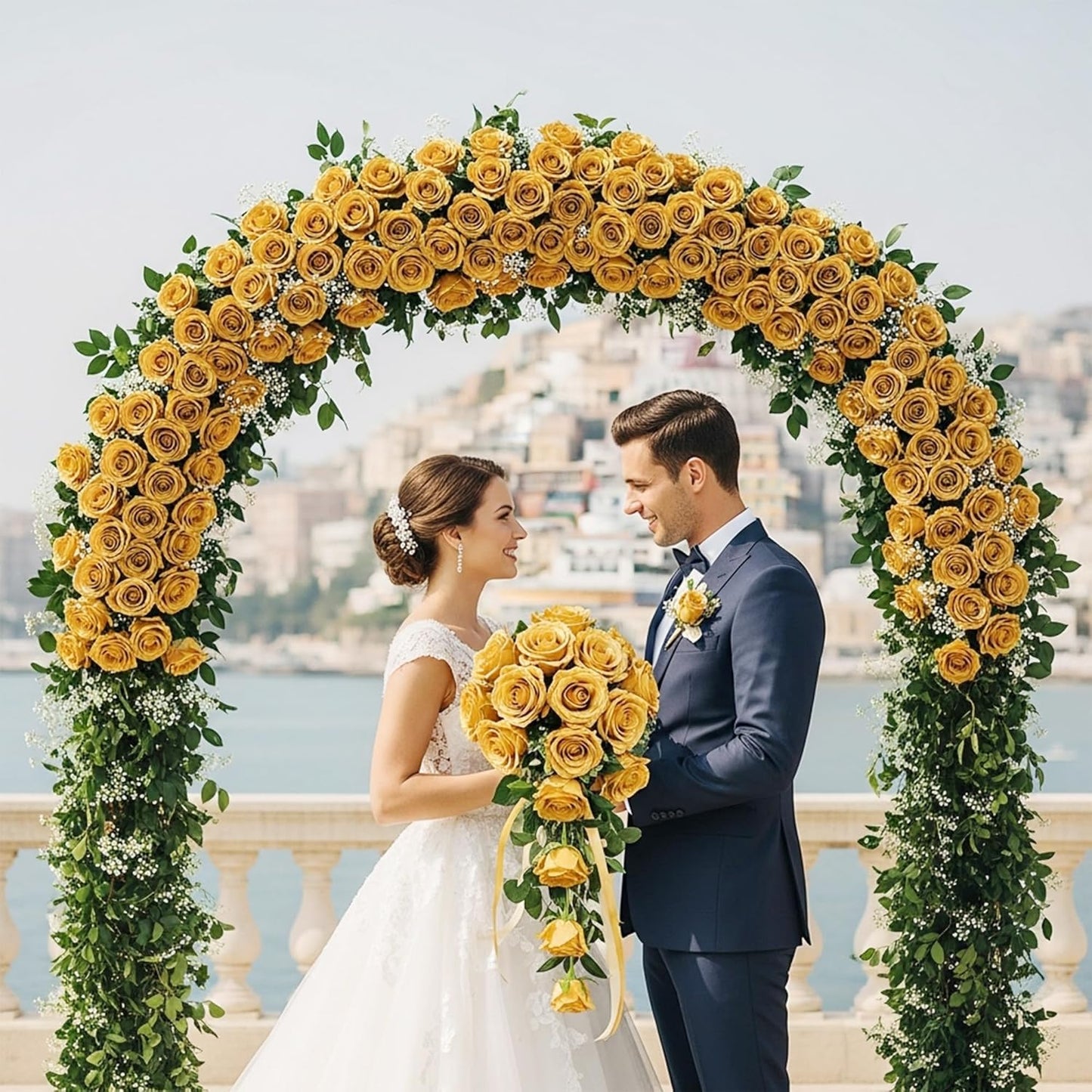 Auihiay 60PCS Gold Rose Artificial Flowers, Faux Silk Roses, Realistic Roses Bouquet for Anniversary, Baby Shower, Birthday, Graduation, Table Centerpieces, Cake Flower, Valentine's Day Decorations