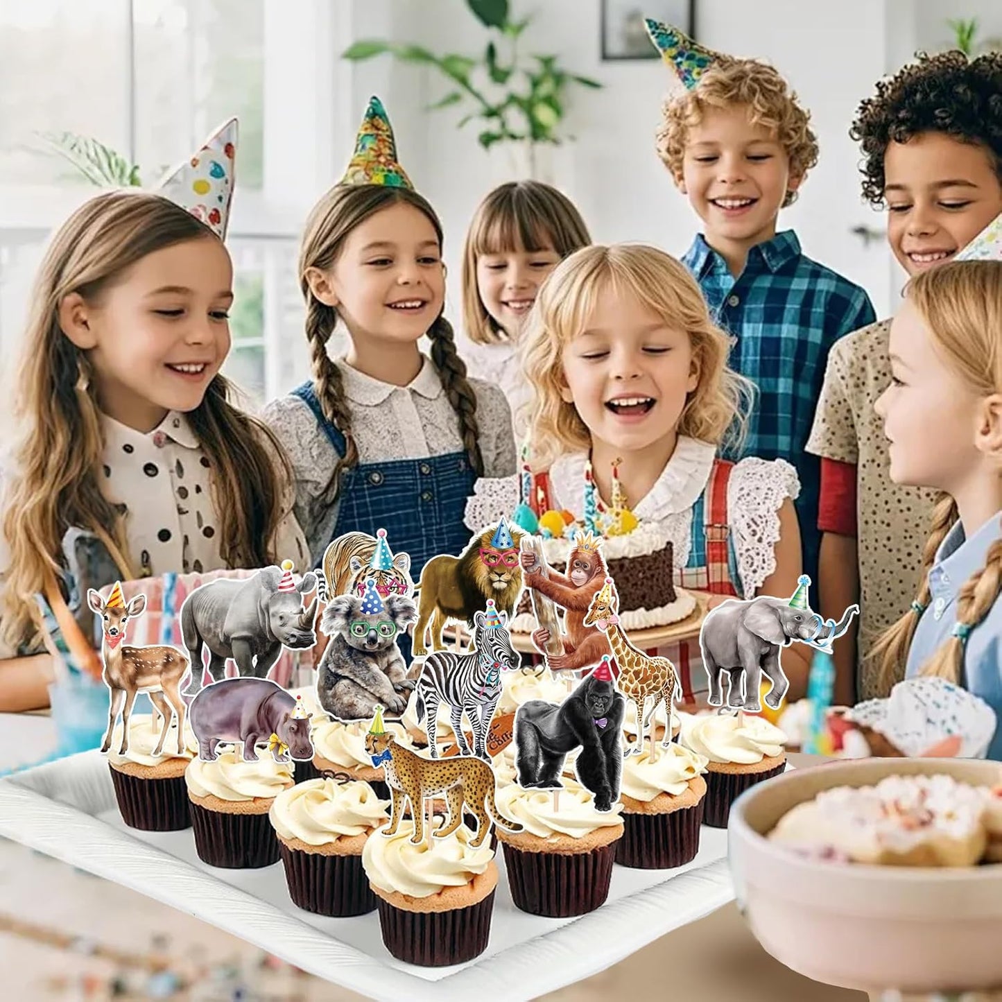 36 PCS Safari Happy Birthday Cupcake Toppers Jungle Theme Party Decorations Baby Shower Cake Decor Cupcake Decorations Cake Decorating Party Supplies Decor for Boys Girls Baby Shower