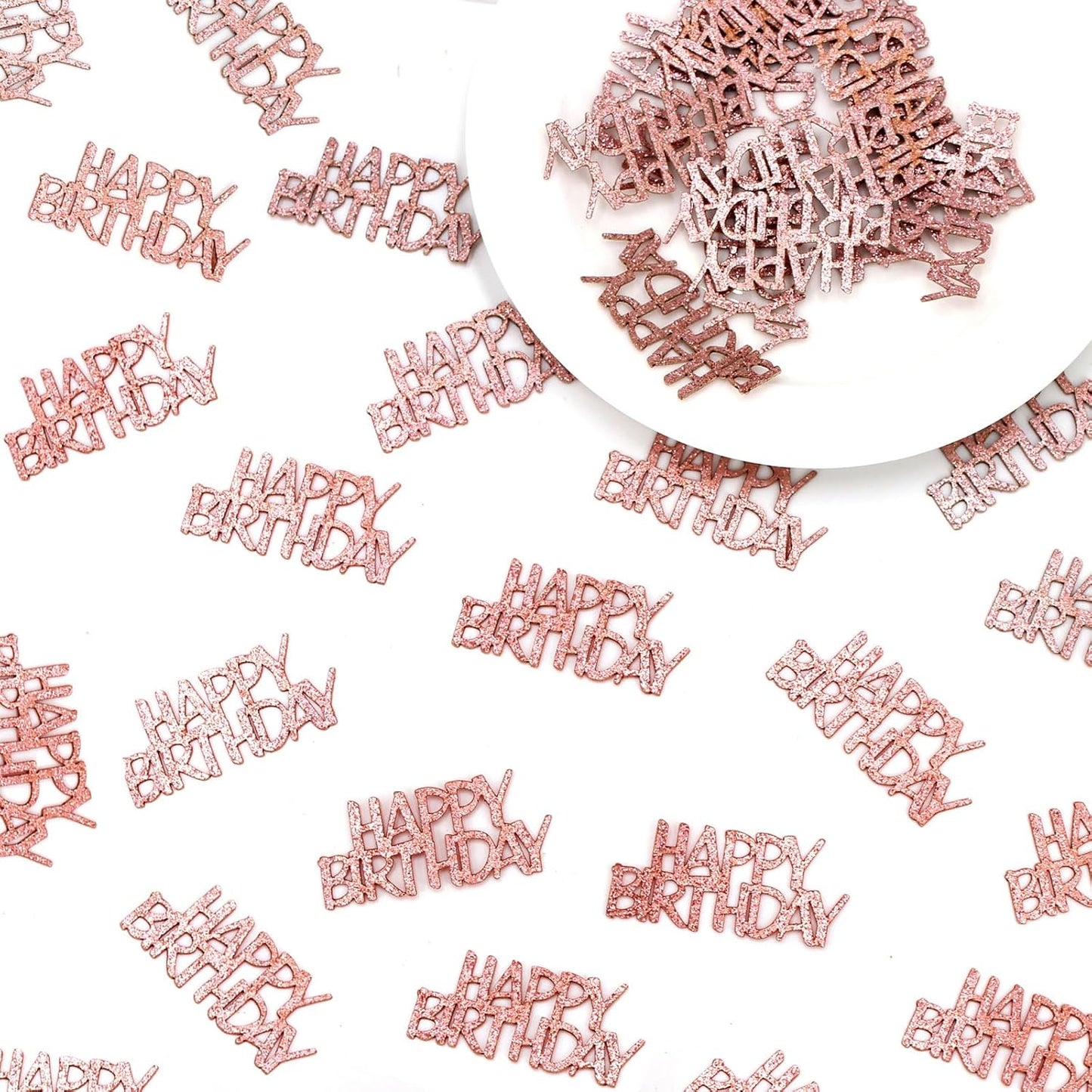 Rose Gold Happy Birthday Confetti for Tables Glitter Birthday Party Decorations Table Scatters for Girls/Adult Women Party Supplies 100PC